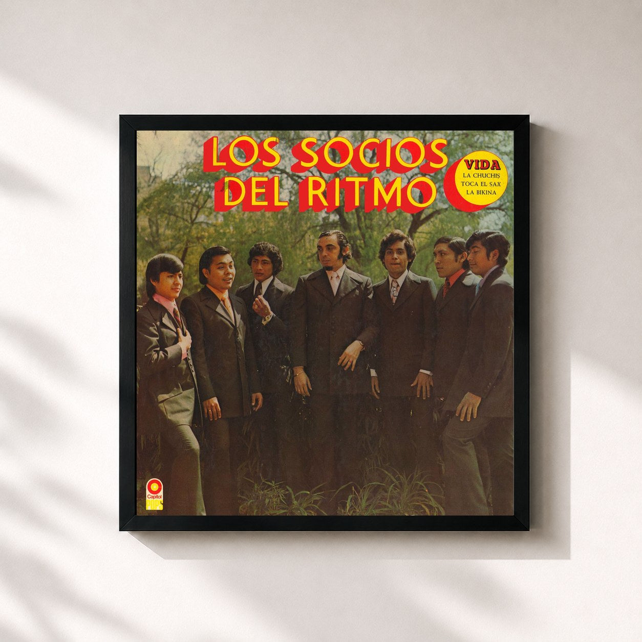 #noir Tableau carré de l'album Vida de Los Socios Del Ritmo, cadre noir 32x32 cm