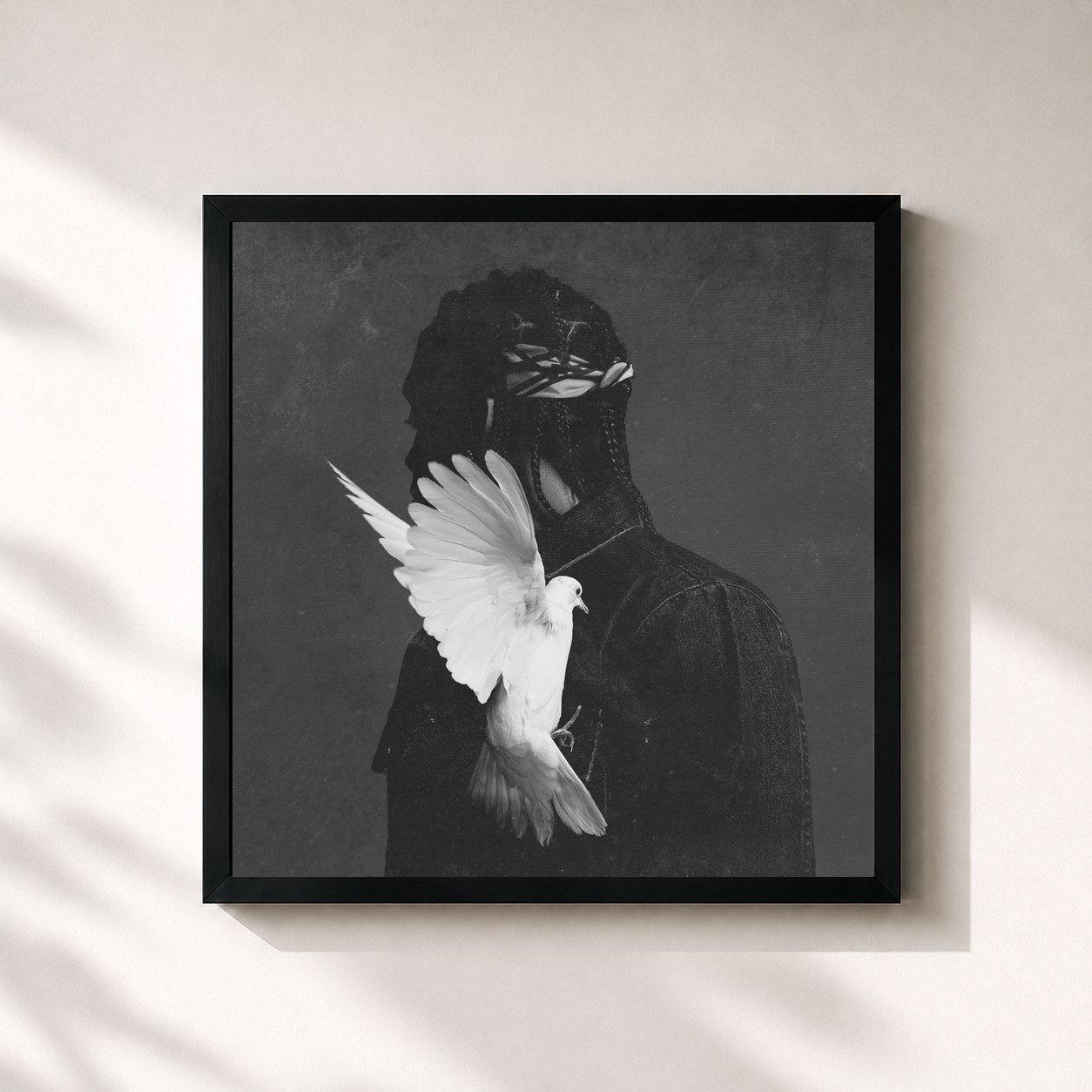 #noir Tableau carré de l'album King Push – Darkest Before Dawn: The Prelude de Pusha T, cadre noir 32x32 cm