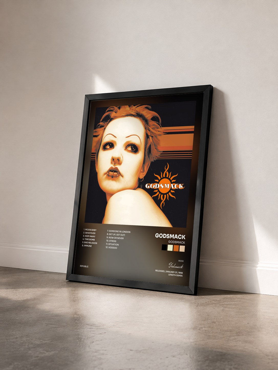 #noir Tableau de l'album Godsmack de Godsmack vu de trois quarts, cadre noir