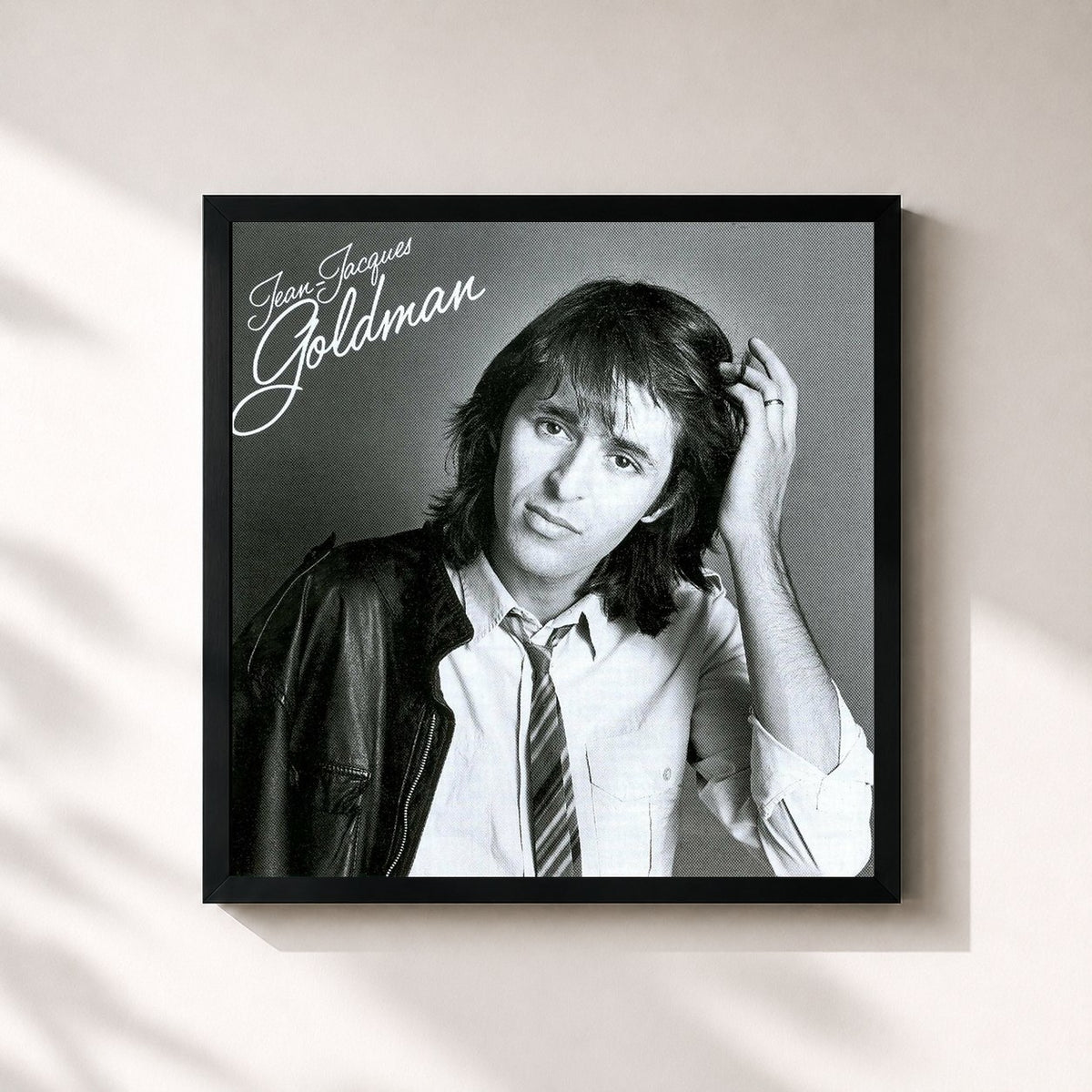 #noir Tableau carré de l'album Quand la musique est bonne de Jean-Jacques Goldman, cadre noir 32x32 cm
