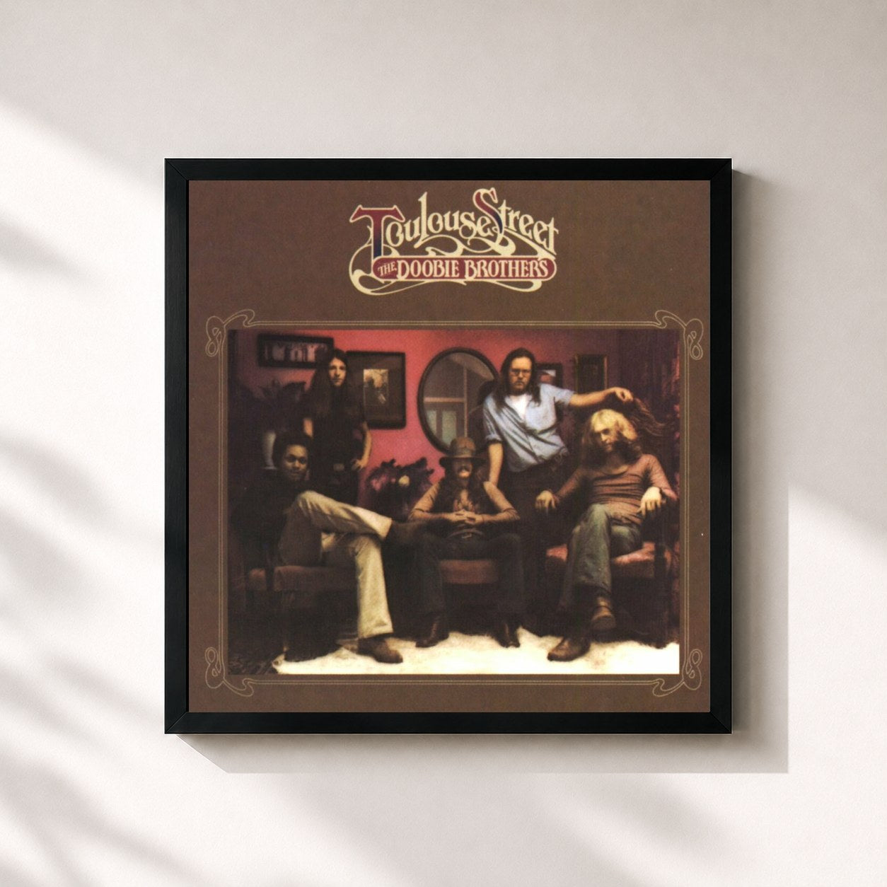 #noir Tableau carré de l'album Toulouse Street de The Doobie Brothers, cadre noir 32x32 cm