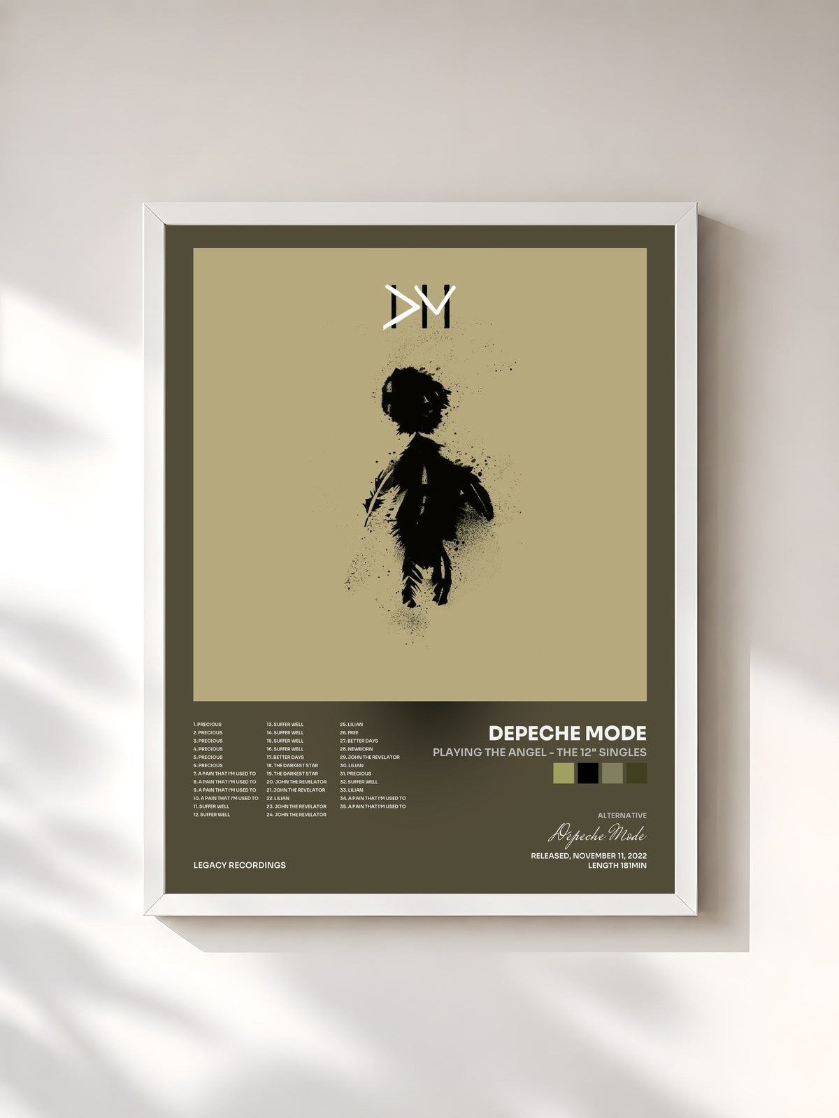 #blanc Playing The Angel - The 12" Singles von Depeche Mode als gerahmter Kunstdruck, weißer Rahmen, gedruckt und gerahmt in Frankreich