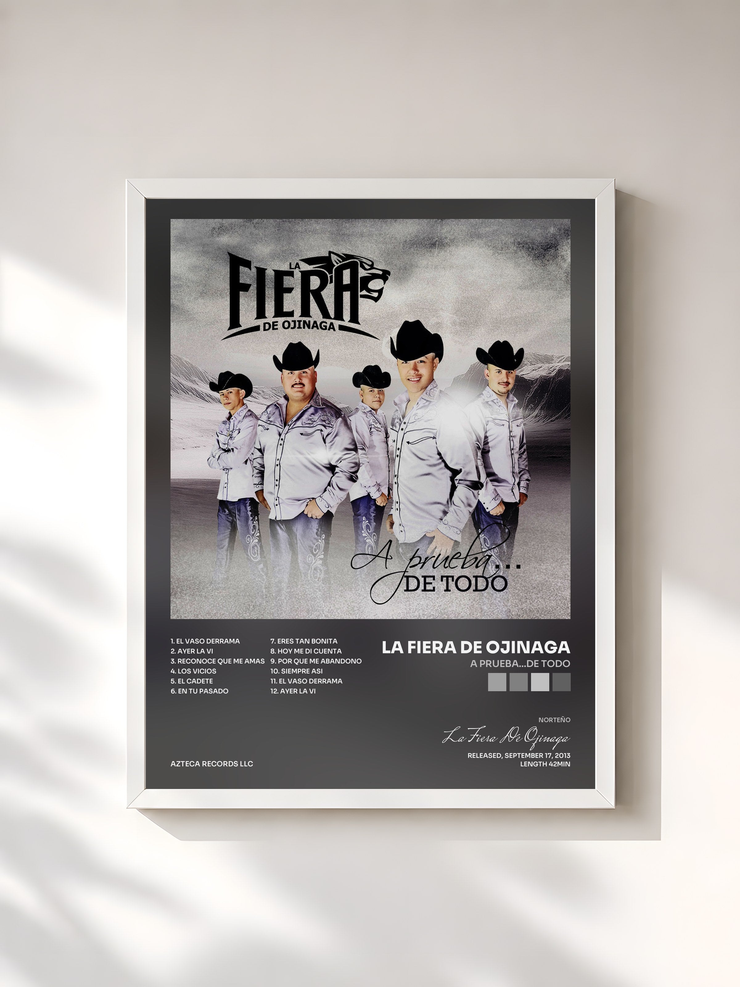 #blanc Tableau de l'album A Prueba...De Todo de La Fiera De Ojinaga, cadre blanc, imprimé et encadré en France