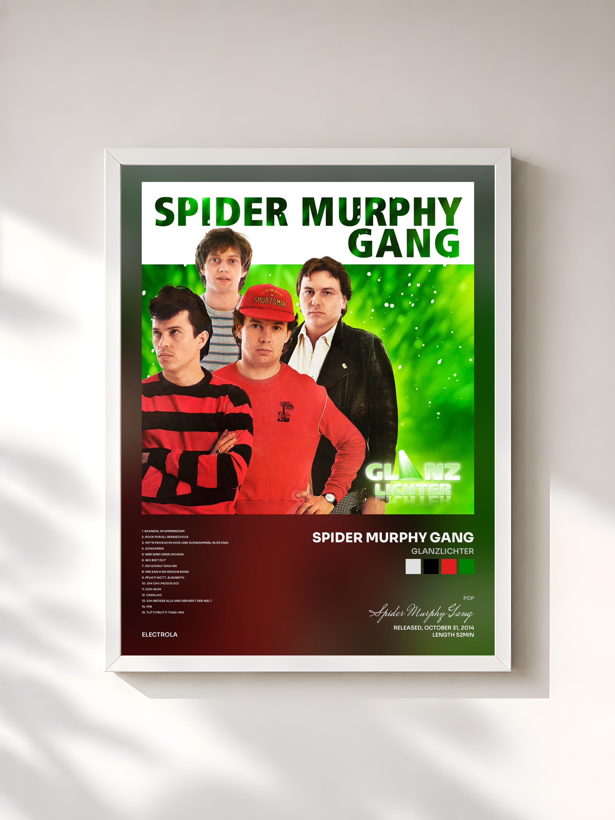 #blanc Tableau de l'album Glanzlichter de Spider Murphy Gang, cadre blanc, imprimé et encadré en France