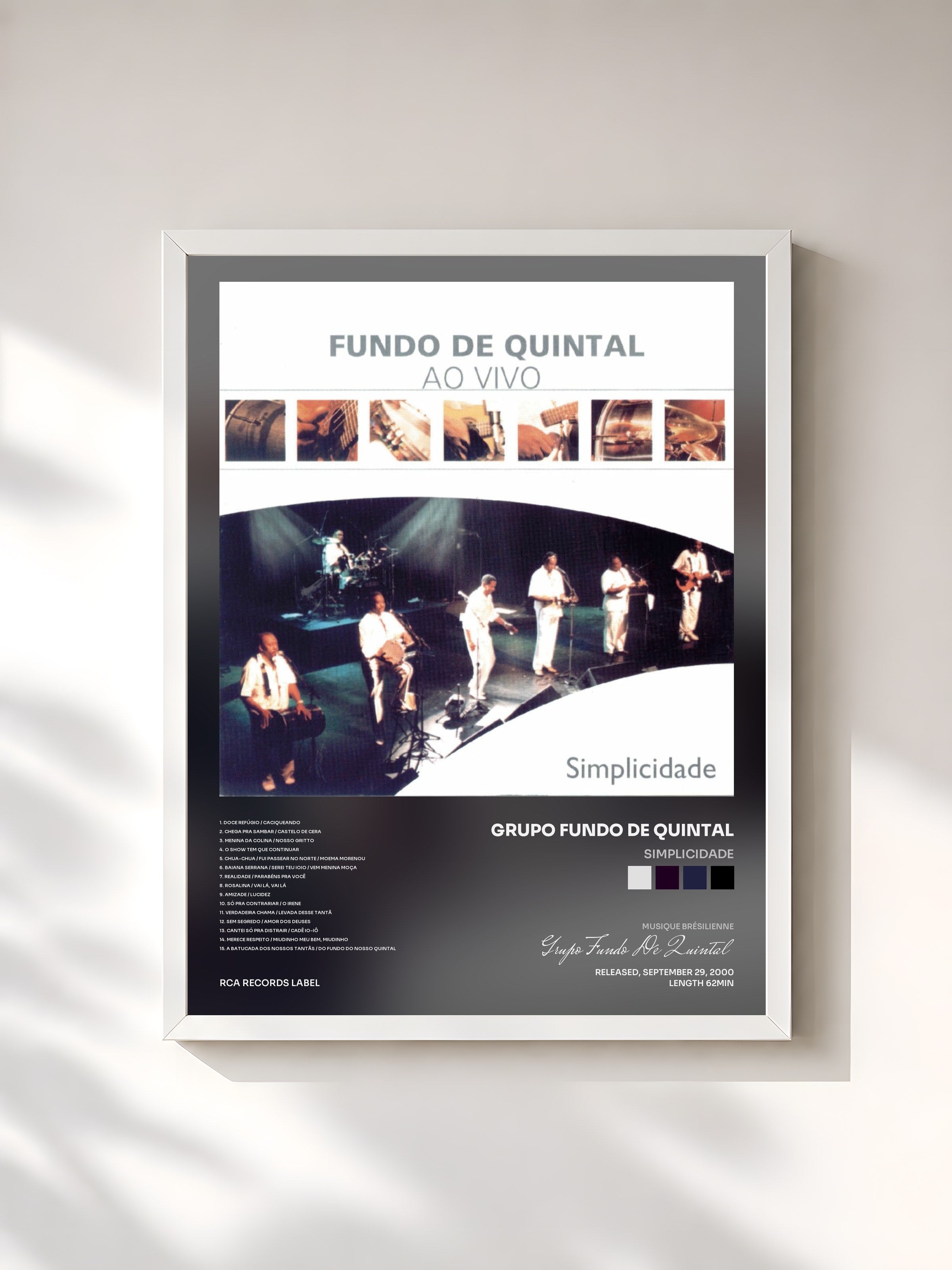 #blanc Tableau de l'album Simplicidade de Grupo Fundo De Quintal, cadre blanc, imprimé et encadré en France