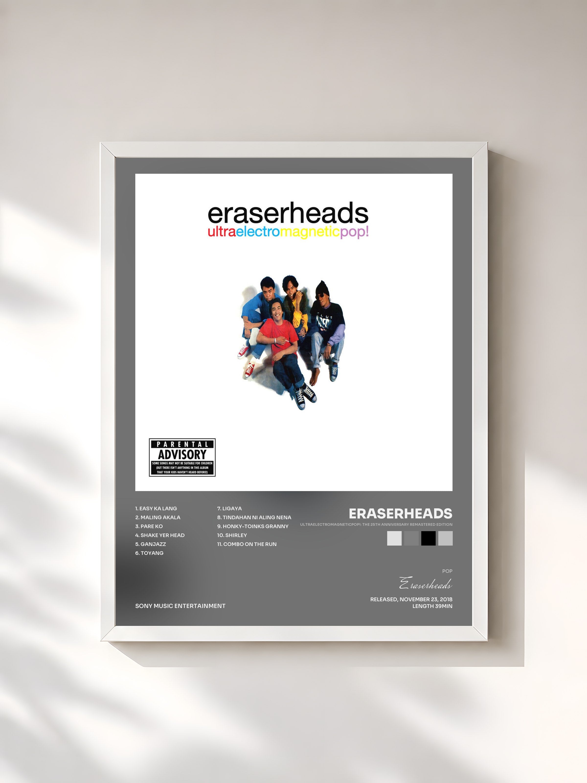 #blanc Tableau de l'album Ultraelectromagneticpop!: The 25th Anniversary Remastered Edition de Eraserheads, cadre blanc, imprimé et encadré en France
