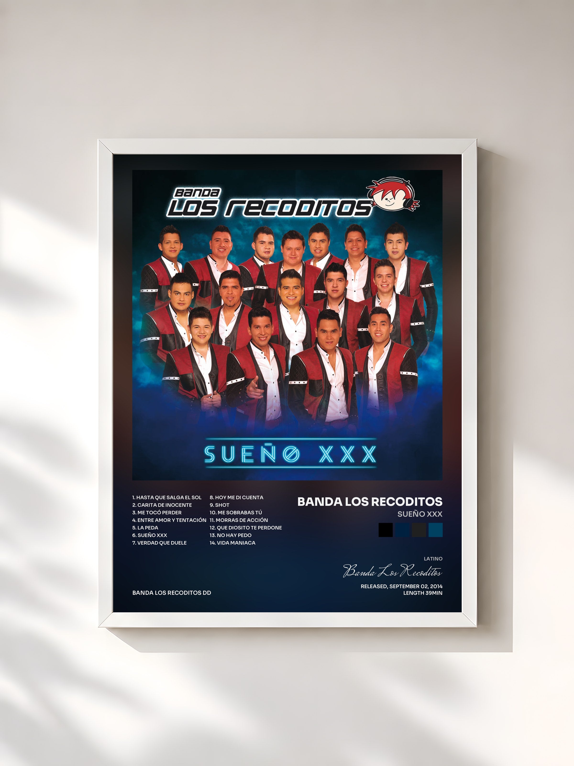 #blanc Tableau de l'album Sueño XXX de Banda Los Recoditos, cadre blanc, imprimé et encadré en France
