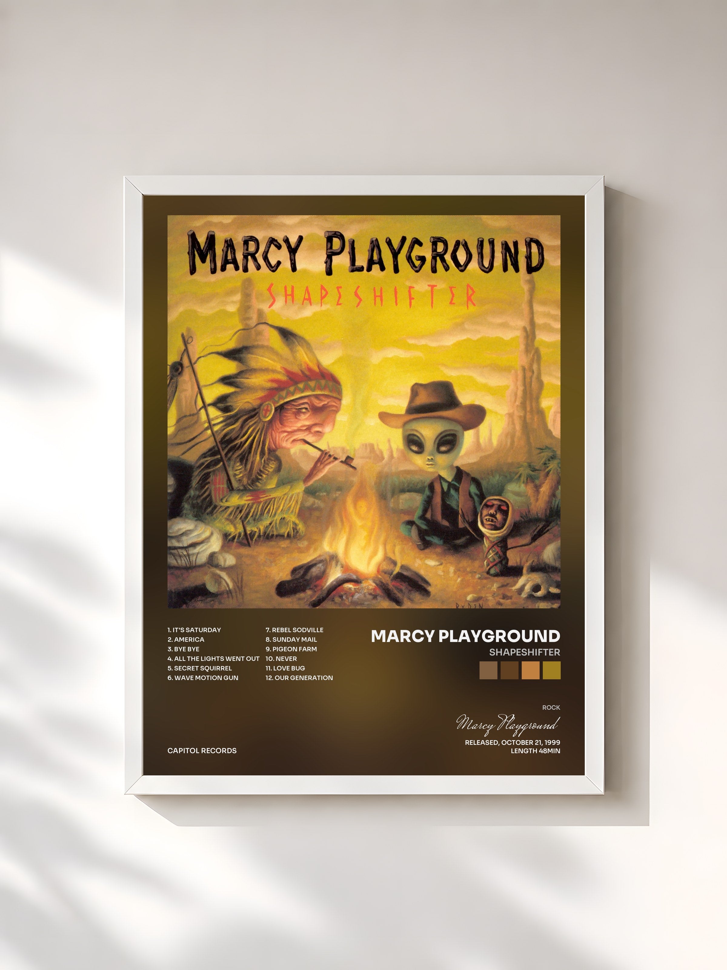 #blanc Tableau de l'album Shapeshifter de Marcy Playground, cadre blanc, imprimé et encadré en France