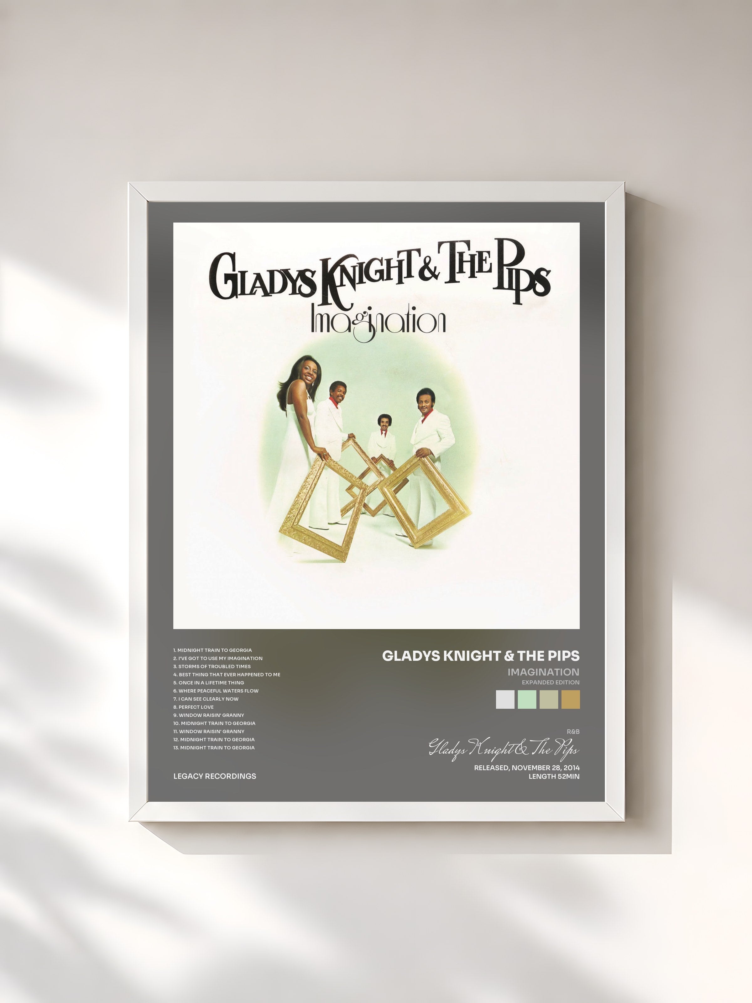 #blanc Tableau de l'album Imagination (Expanded Edition) de Gladys Knight & The Pips, cadre blanc, imprimé et encadré en France