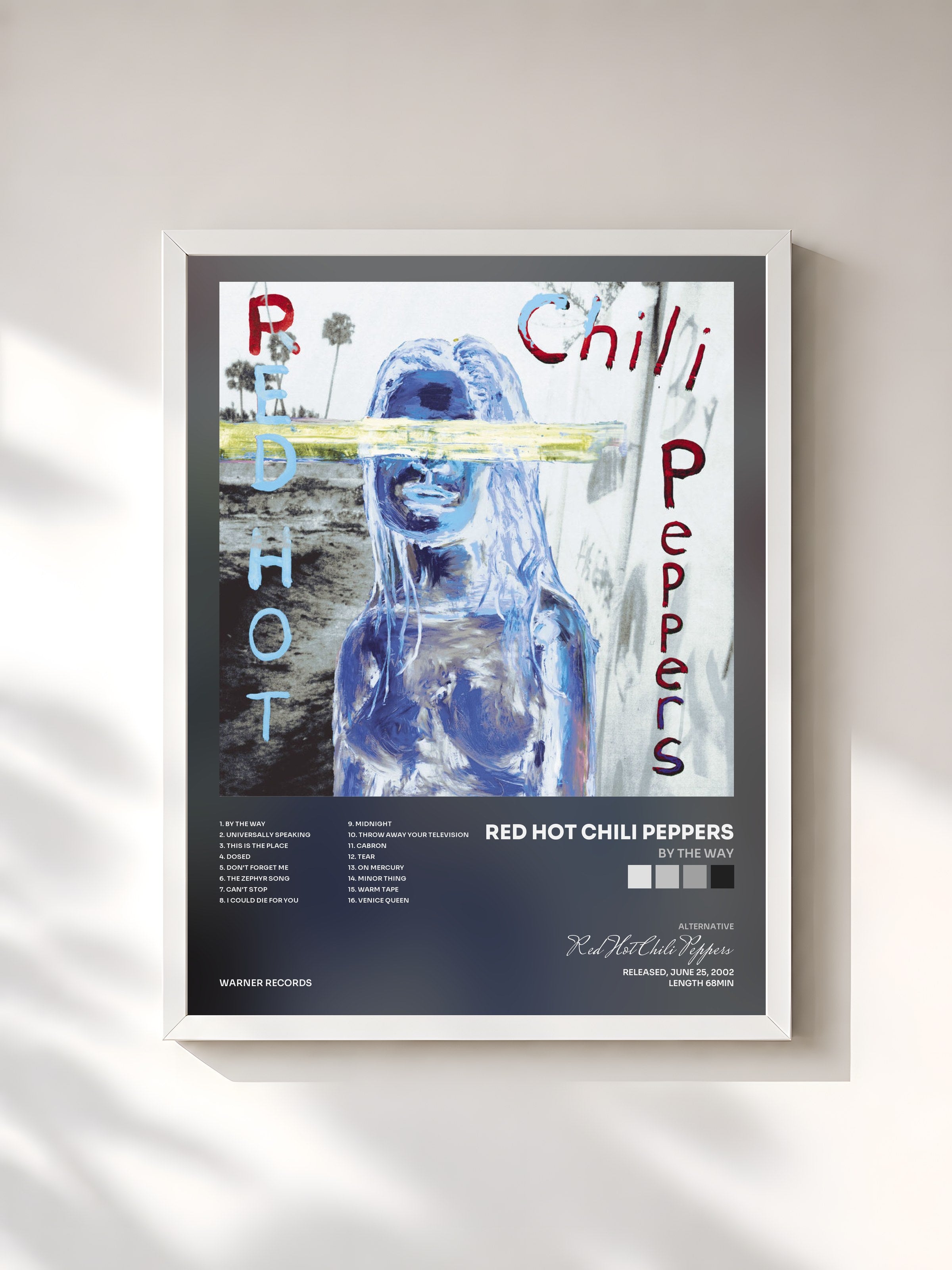 #blanc By the Way by Red Hot Chili Peppers as a framed art print, white frame, printed and framed in France