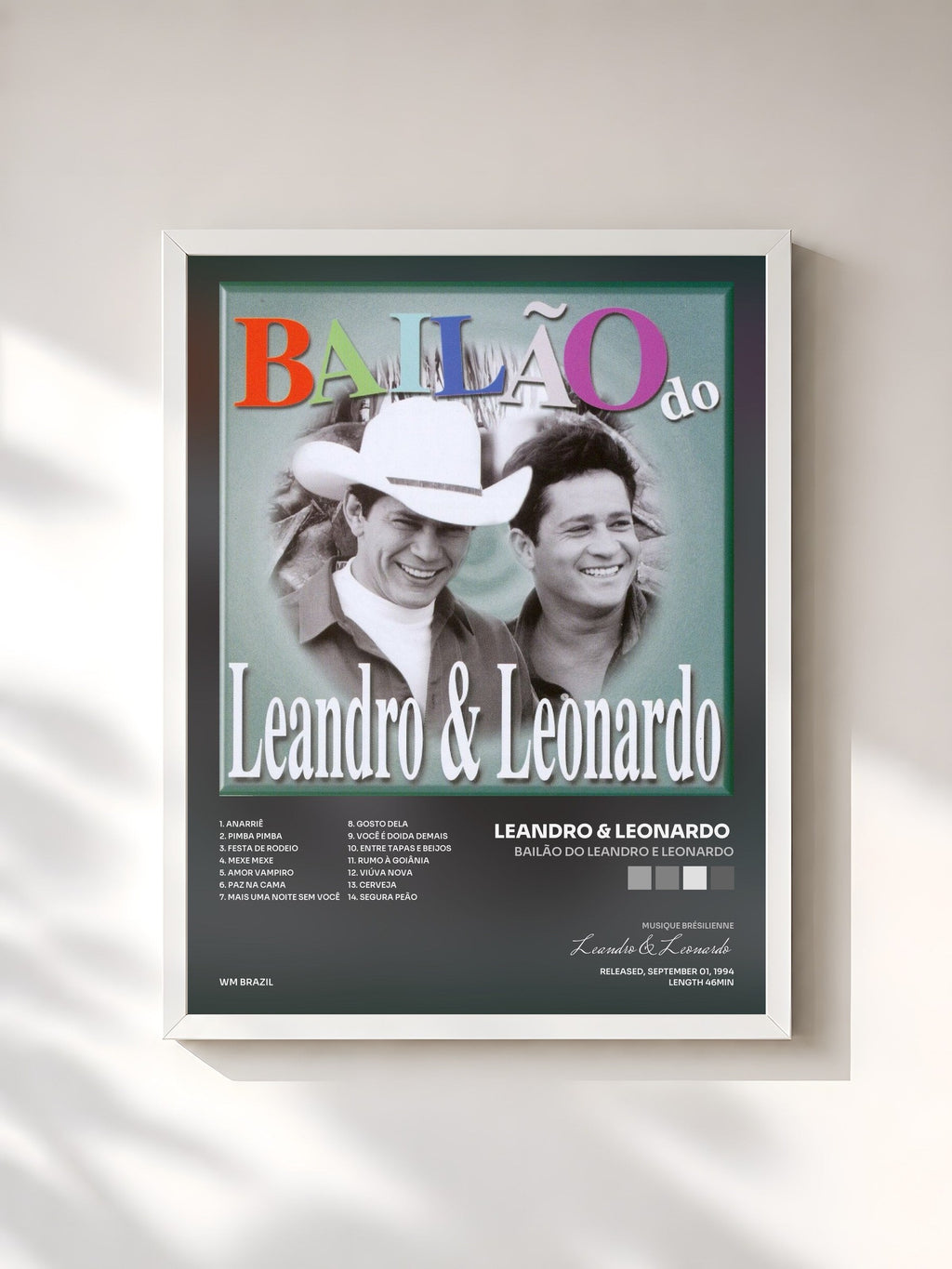 #blanc Tableau de l'album Bailão do Leandro e Leonardo de Leandro & Leonardo , cadre blanc, imprimé et encadré en France