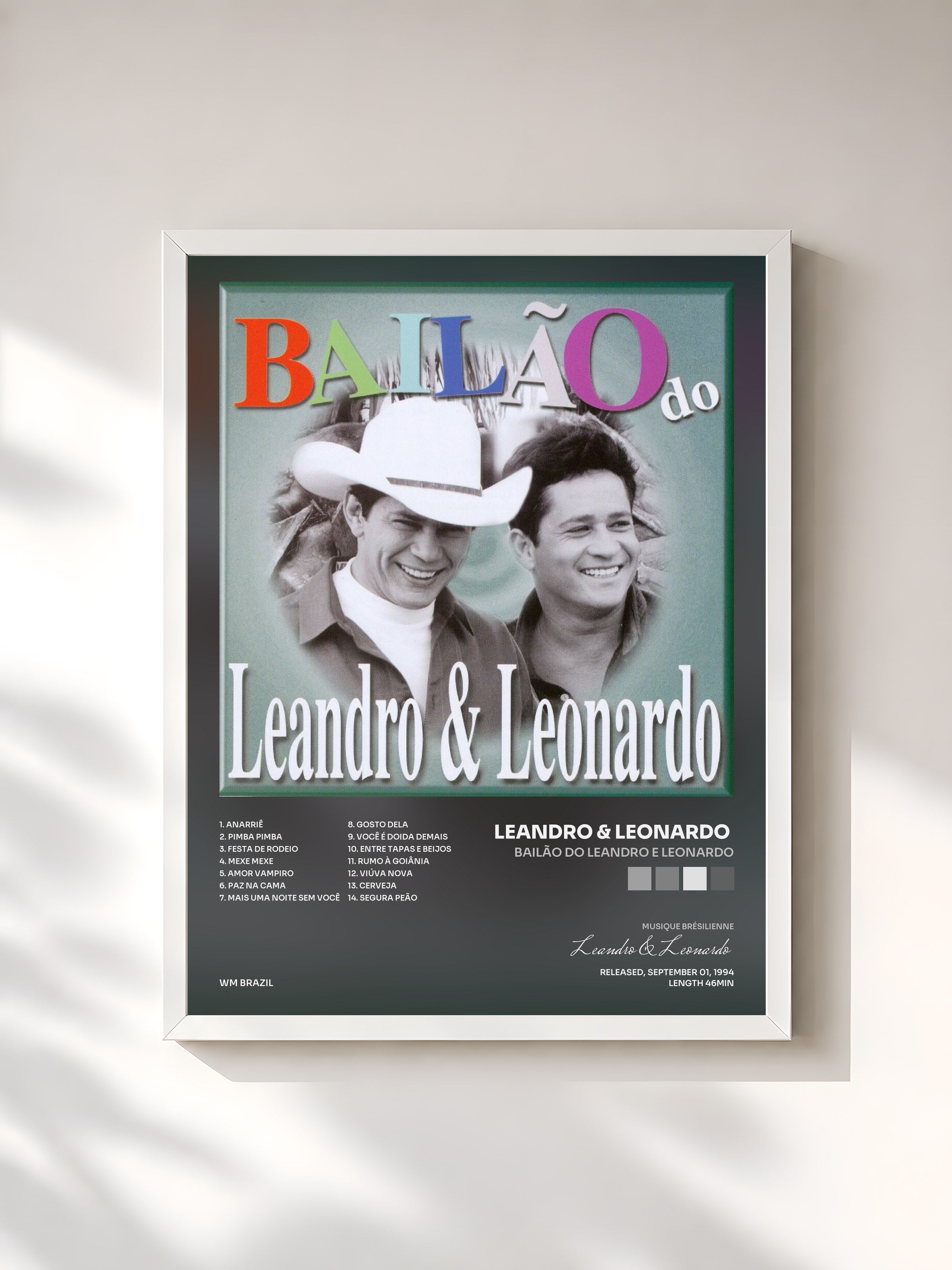 #blanc Tableau de l'album Bailão do Leandro e Leonardo de Leandro & Leonardo , cadre blanc, imprimé et encadré en France