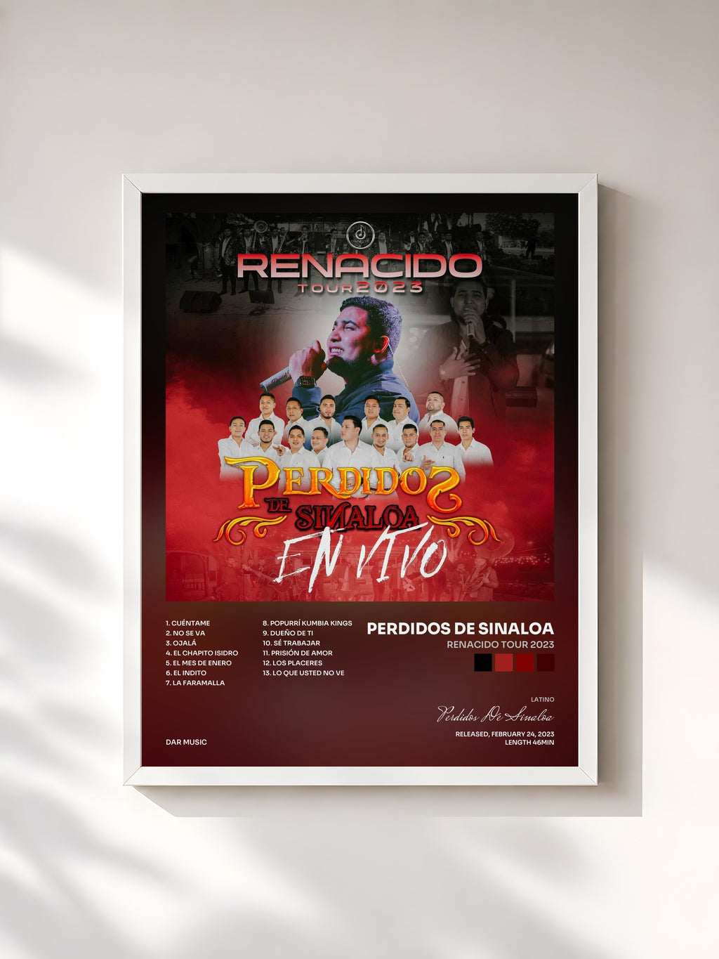 #blanc Renacido Tour 2023 by Perdidos De Sinaloa as a framed art print, white frame, printed and framed in France