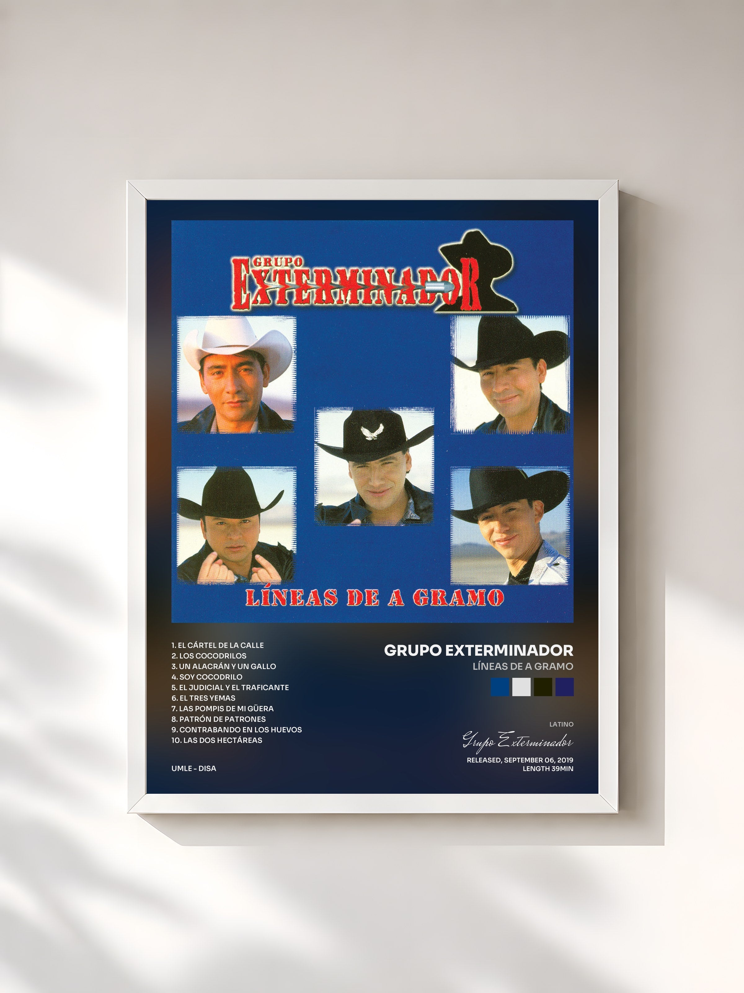 #blanc Tableau de l'album Líneas De A Gramo de Grupo Exterminador, cadre blanc, imprimé et encadré en France