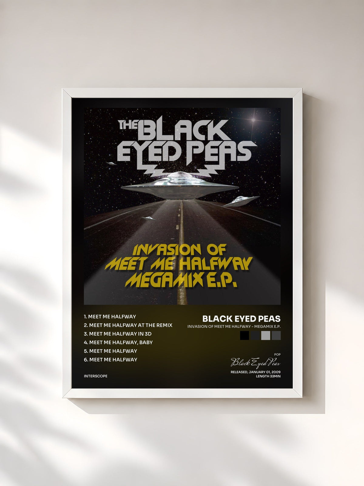 #blanc Invasion Of Meet Me Halfway - Megamix E.P. von Black Eyed Peas als gerahmter Kunstdruck, weißer Rahmen, gedruckt und gerahmt in Frankreich