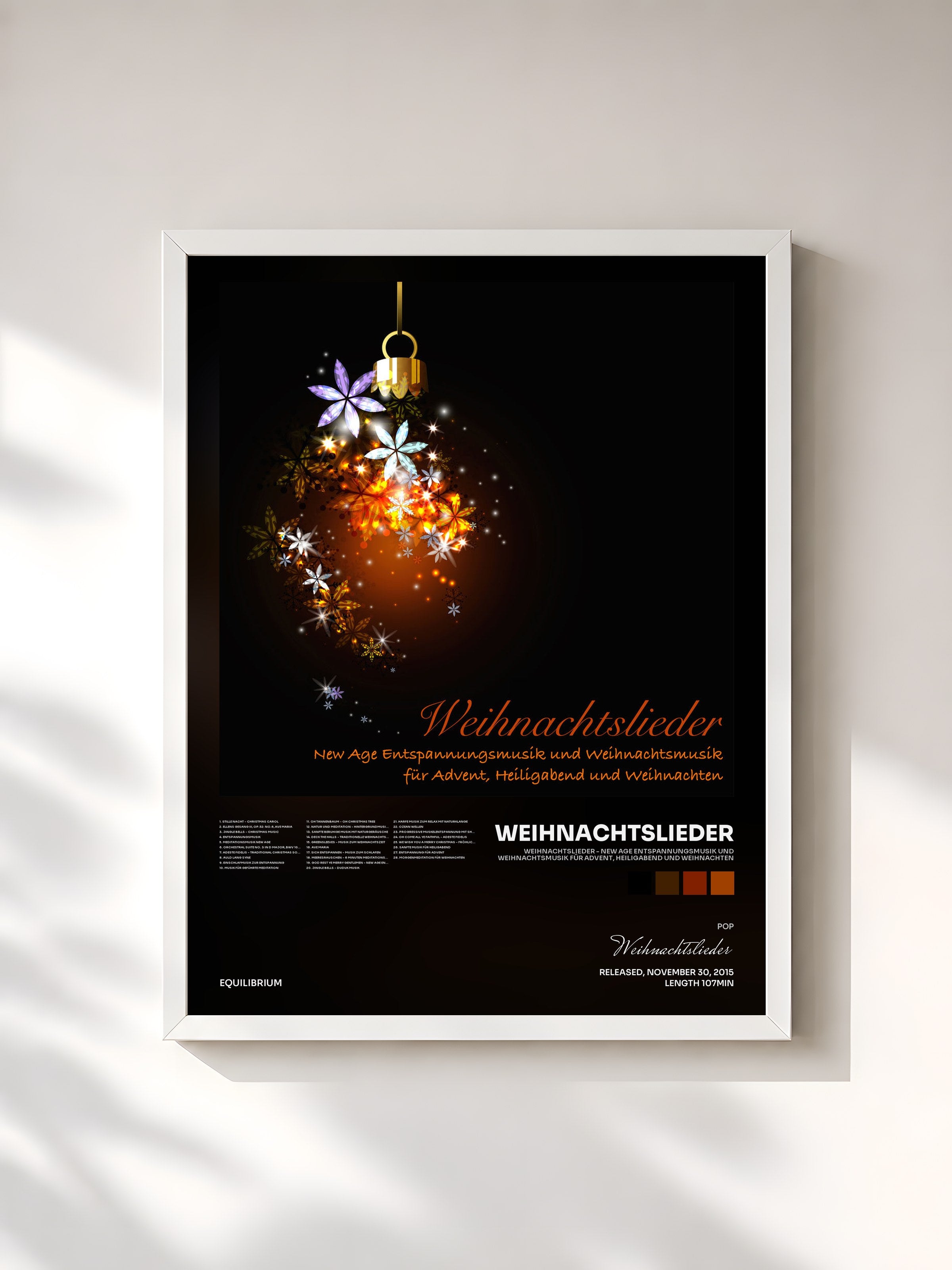 #blanc Tableau de l'album Weihnachtslieder - New Age Entspannungsmusik und Weihnachtsmusik für Advent, Heiligabend und Weihnachten de Weihnachtslieder, cadre blanc, imprimé et encadré en France