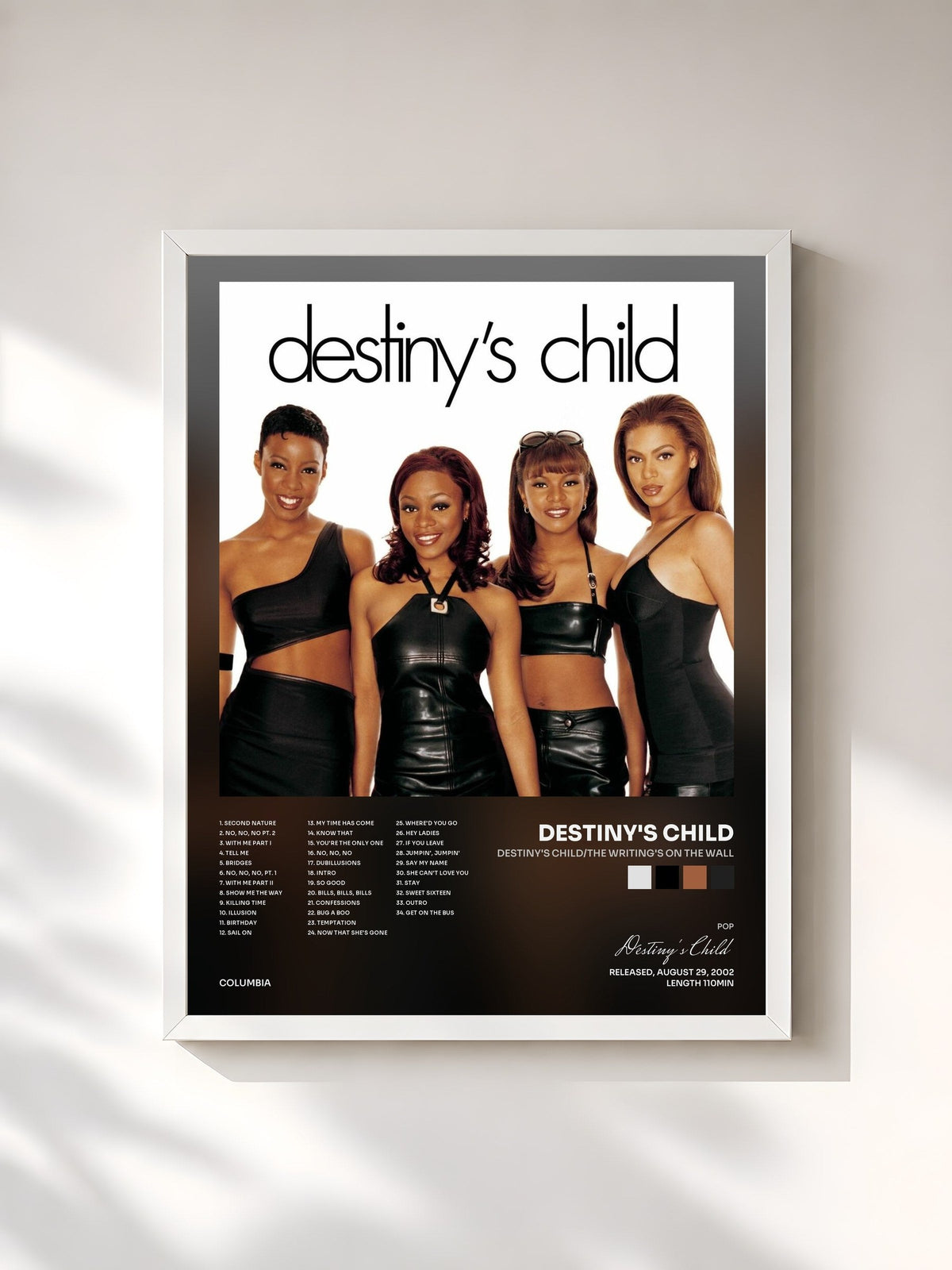 #blanc Tableau de l'album Destiny's Child/The Writing's On The Wall de Destiny's Child, cadre blanc, imprimé et encadré en France