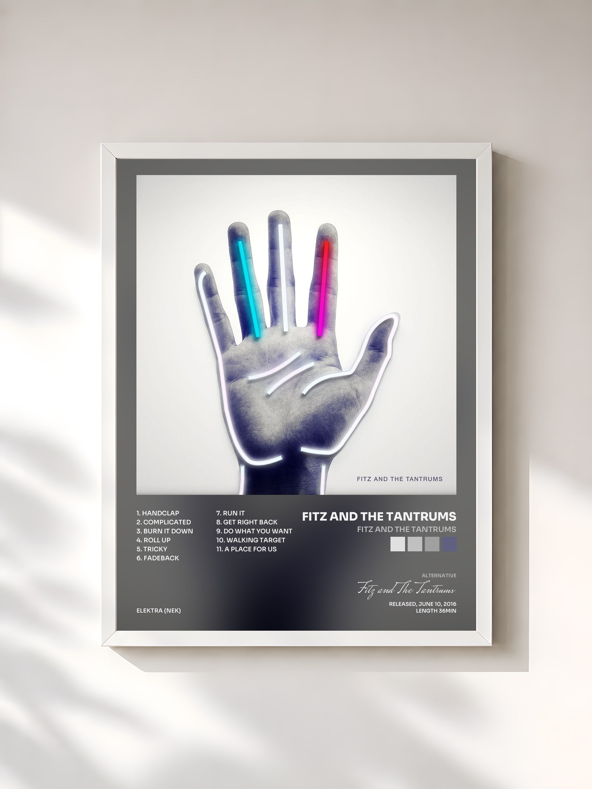 #blanc Tableau de l'album Fitz and The Tantrums de Fitz and The Tantrums, cadre blanc, imprimé et encadré en France