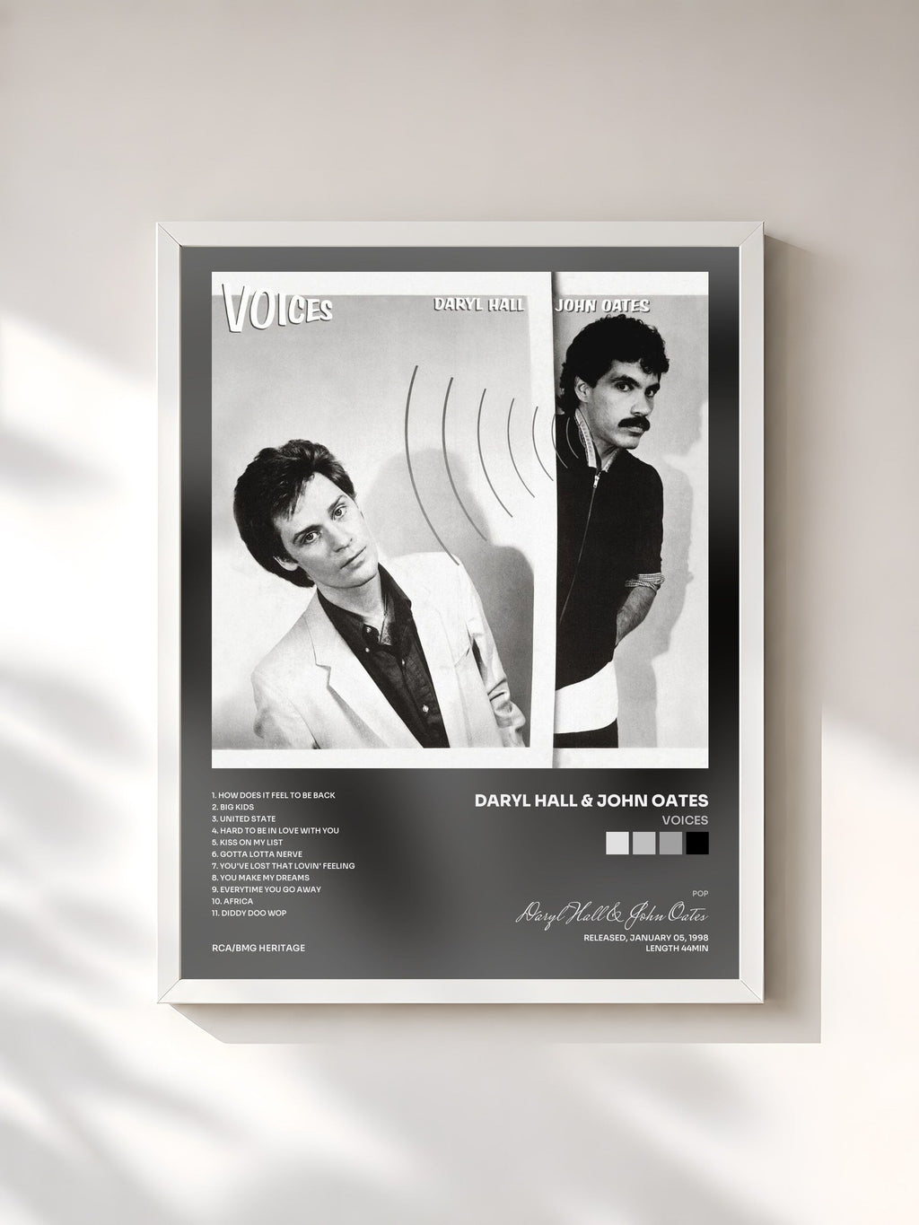 #blanc Voices di Daryl Hall & John Oates in stampa incorniciata, cornice bianca, stampata e incorniciata in Francia