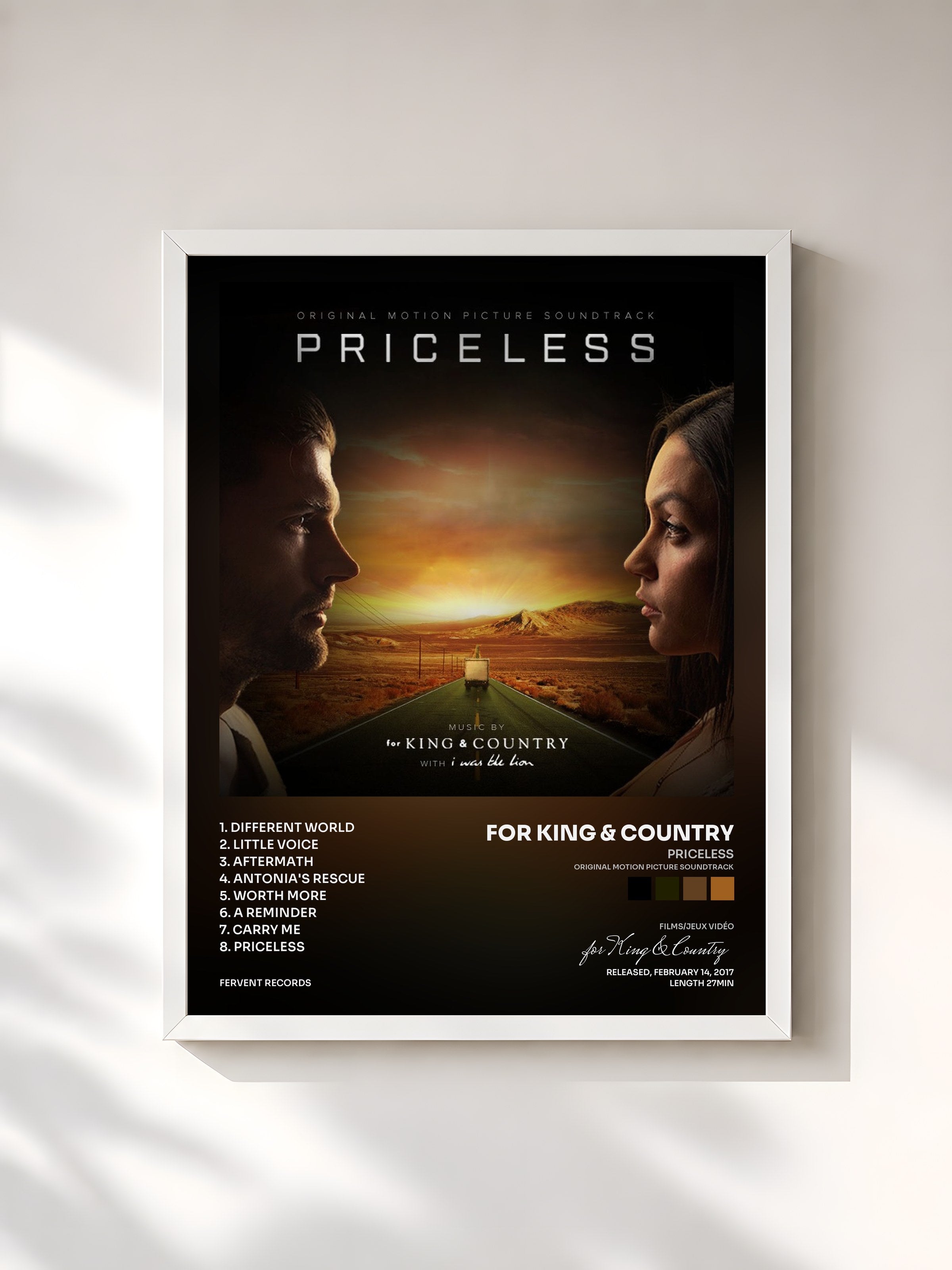 #blanc Tableau de l'album Priceless (Original Motion Picture Soundtrack) de for King & Country, cadre blanc, imprimé et encadré en France