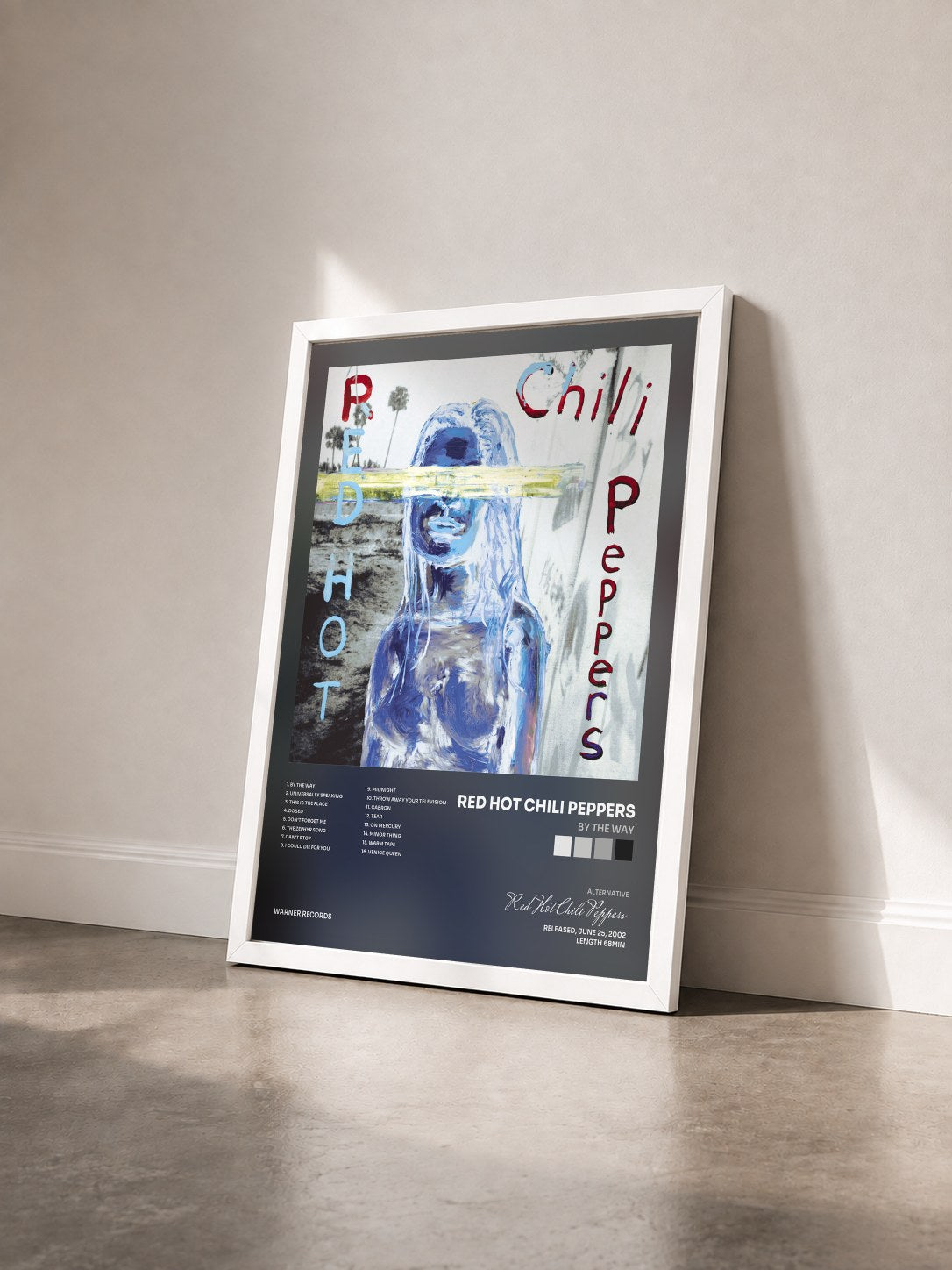 #blanc By the Way by Red Hot Chili Peppers as a framed art print seen at an angle, white frame