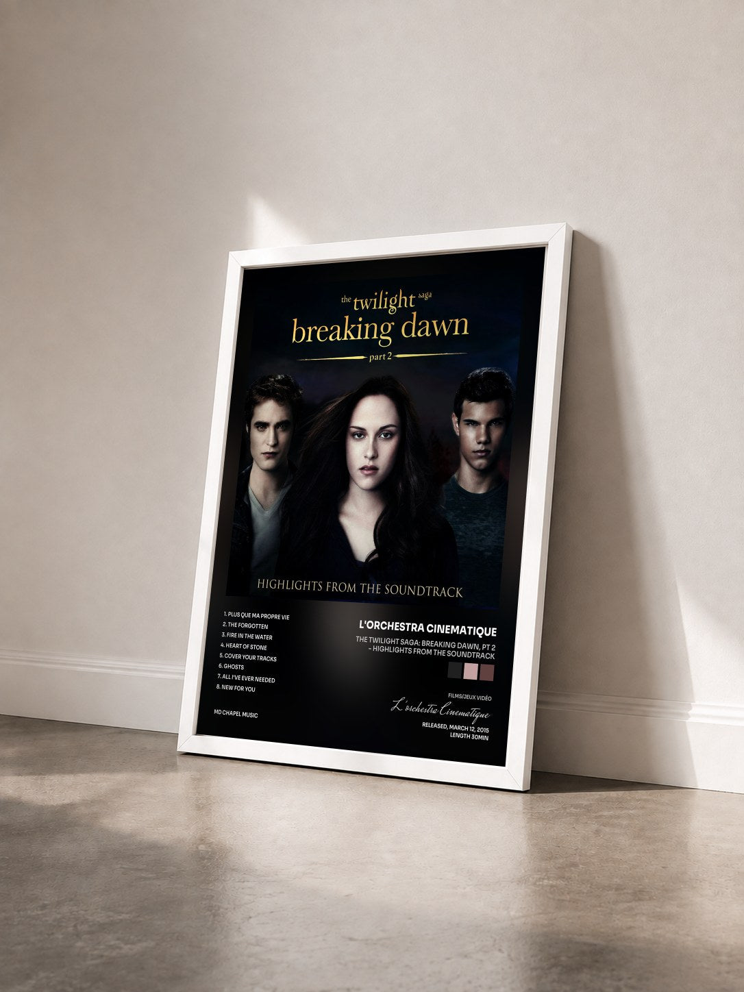 #blanc Tableau de l'album The Twilight Saga: Breaking Dawn, Pt 2 - Highlights from the Soundtrack de L'orchestra Cinematique vu de trois quarts, cadre blanc