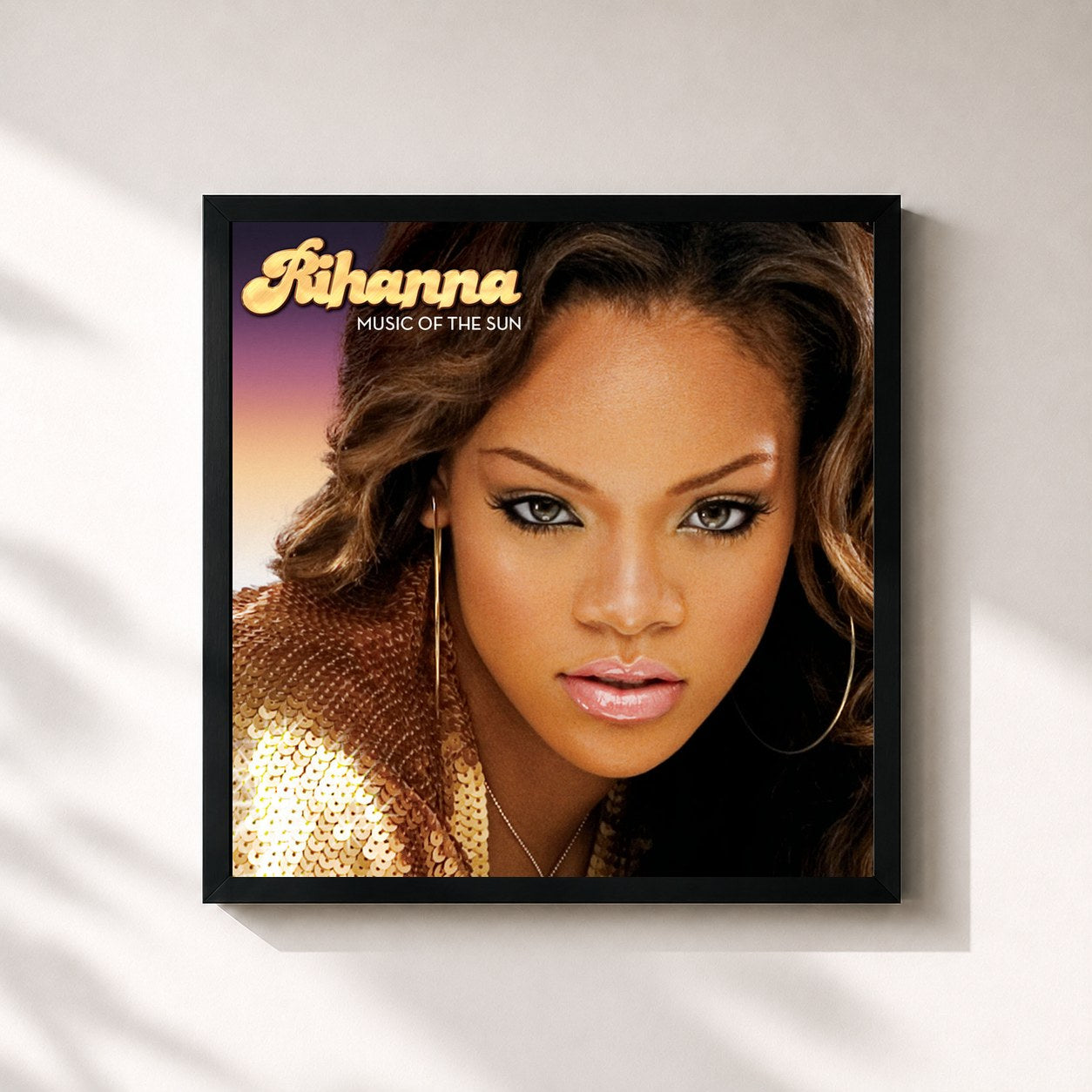 #noir Music Of The Sun by Rihanna as a square framed art print, black 32x32 cm frame