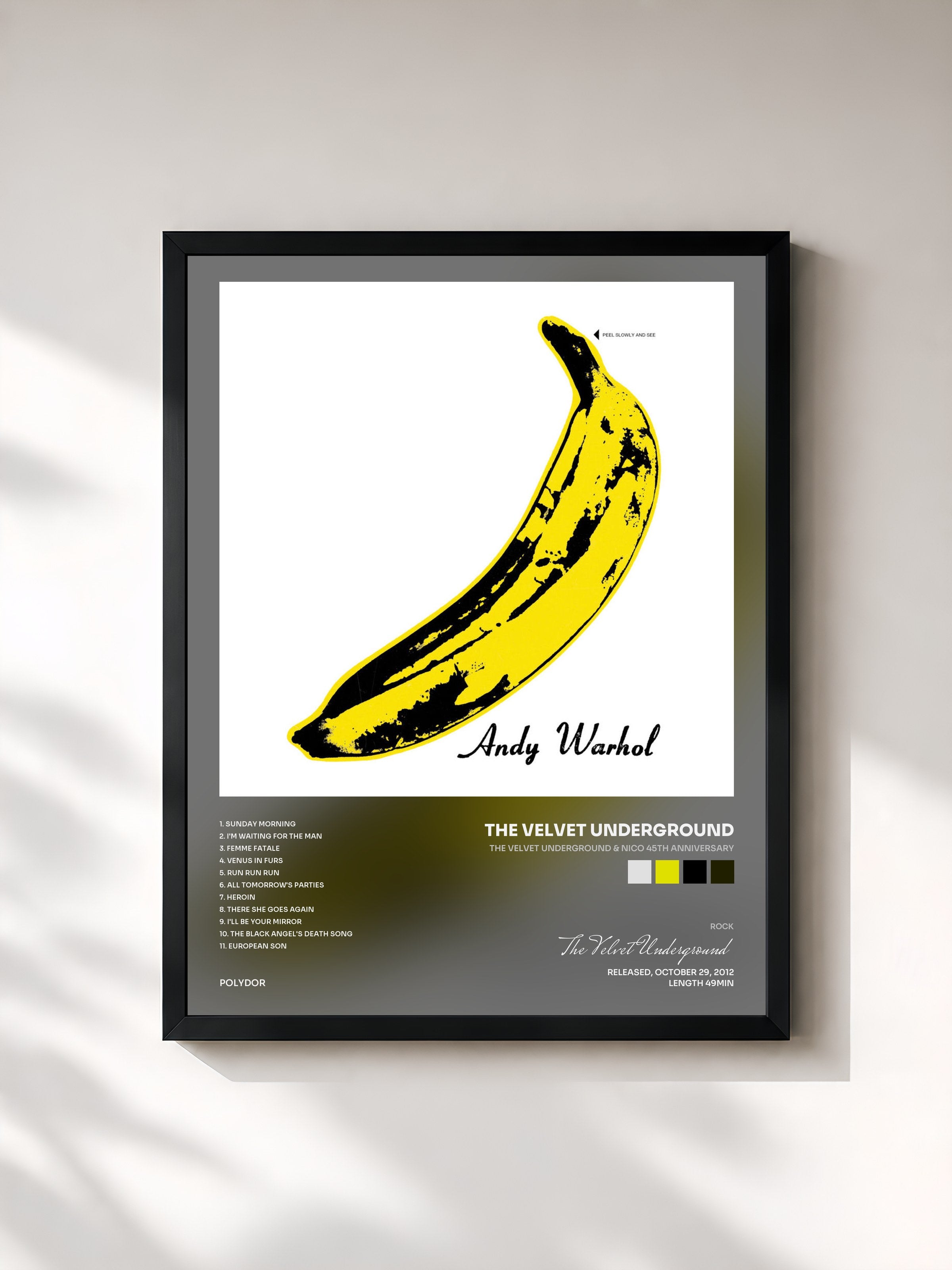 #noir The Velvet Underground & Nico 45th Anniversary de The Velvet Underground en lámina enmarcada, marco negro, impresa y enmarcada en Francia