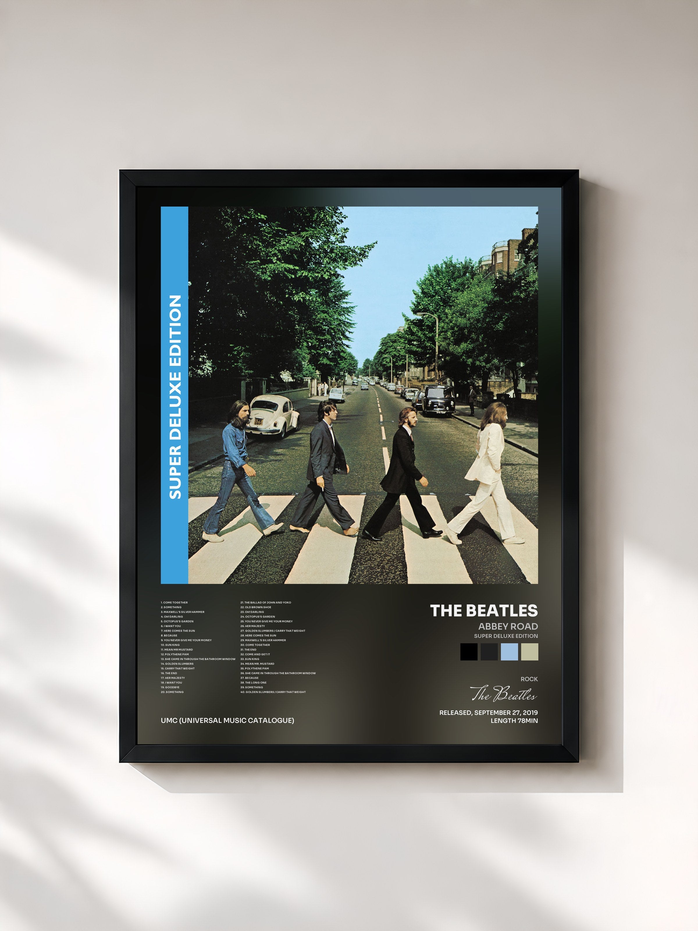 #noir Abbey Road (Super Deluxe Edition) de The Beatles en lámina enmarcada, marco negro, impresa y enmarcada en Francia