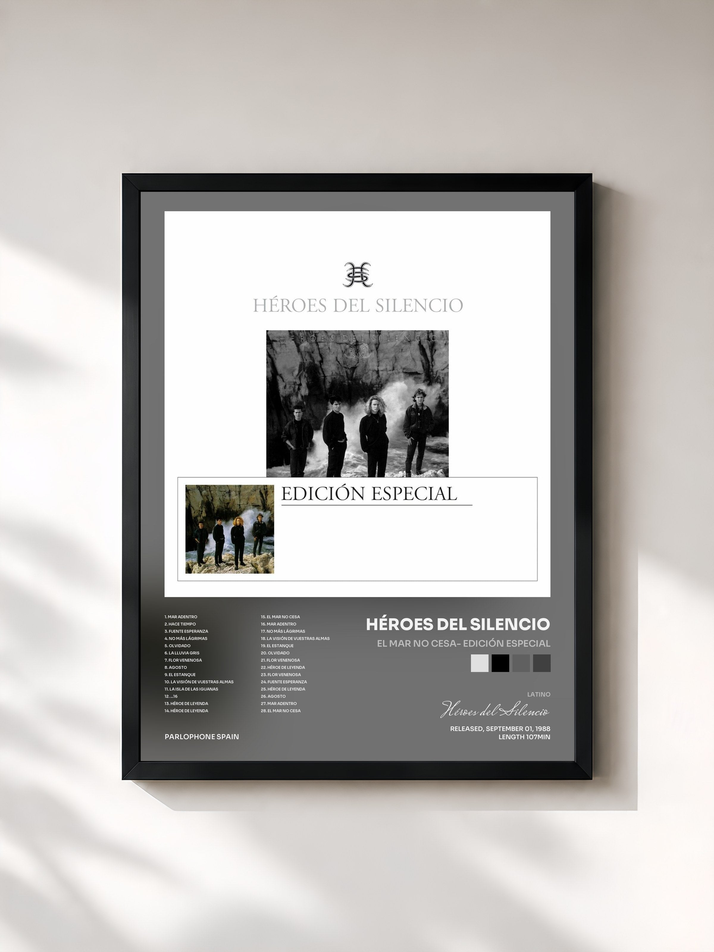 #noir Tableau de l'album El Mar No Cesa- Edición Especial de Héroes del Silencio, cadre noir, imprimé et encadré en France