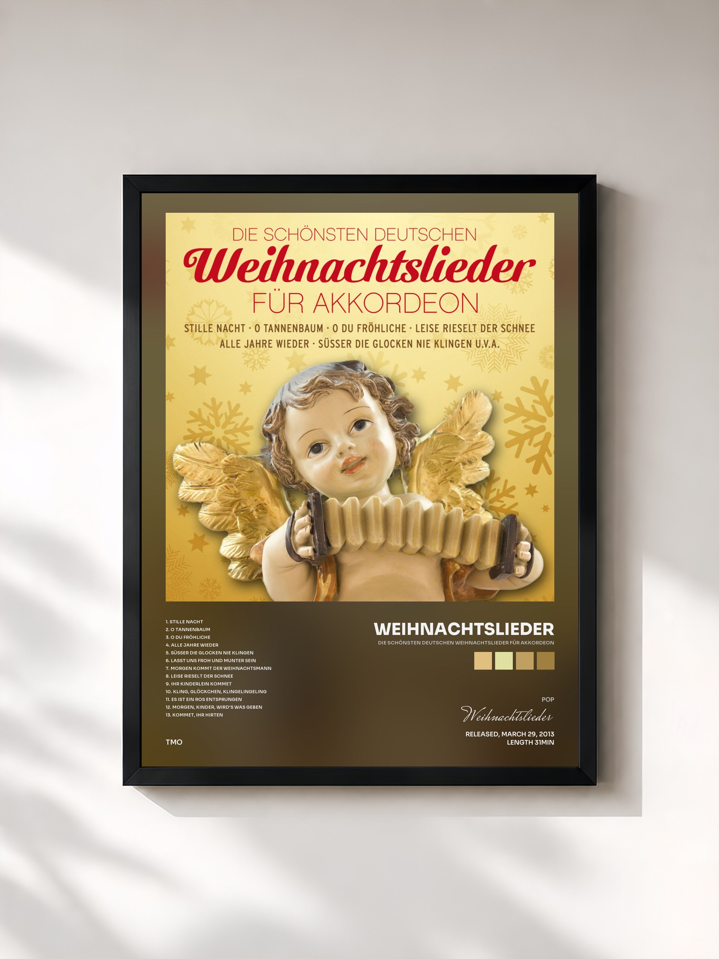 #noir Tableau de l'album Die schönsten deutschen Weihnachtslieder für Akkordeon de Weihnachtslieder, cadre noir, imprimé et encadré en France