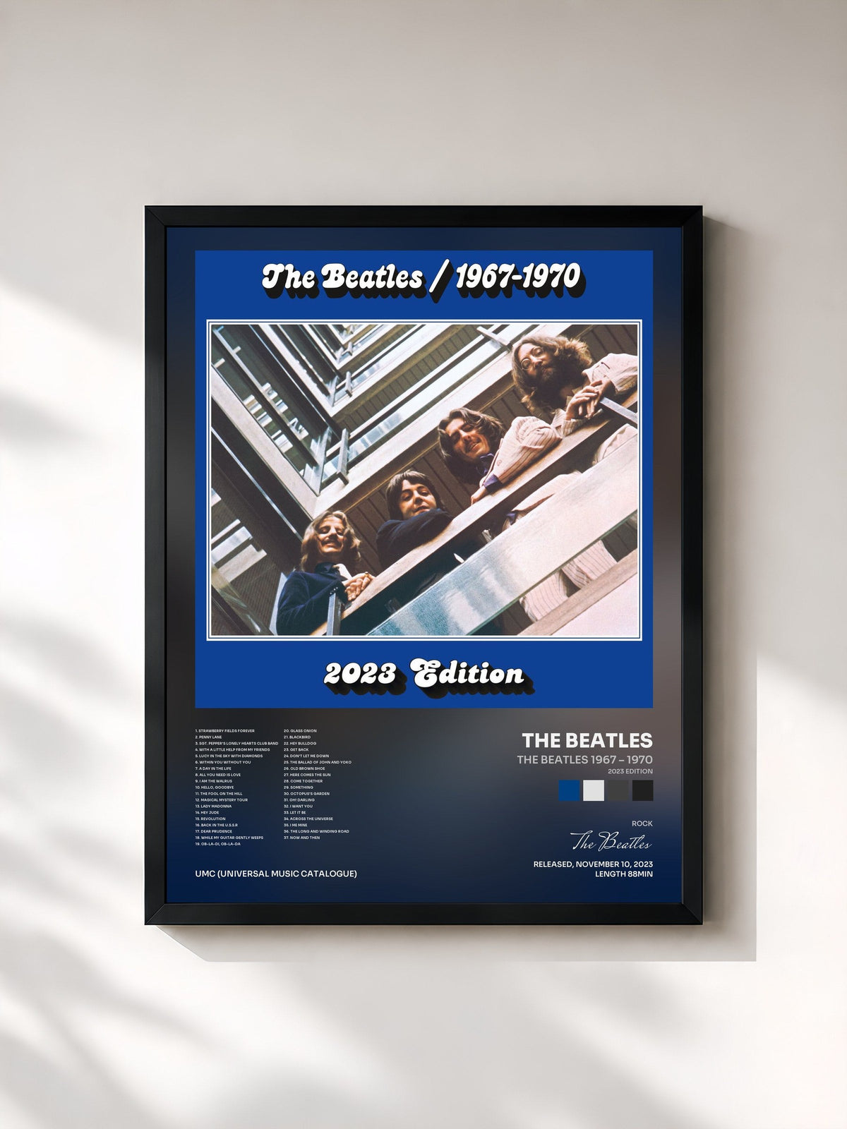 #noir Tableau de l'album The Beatles 1967 – 1970 (2023 Edition) de The Beatles, cadre noir, imprimé et encadré en France