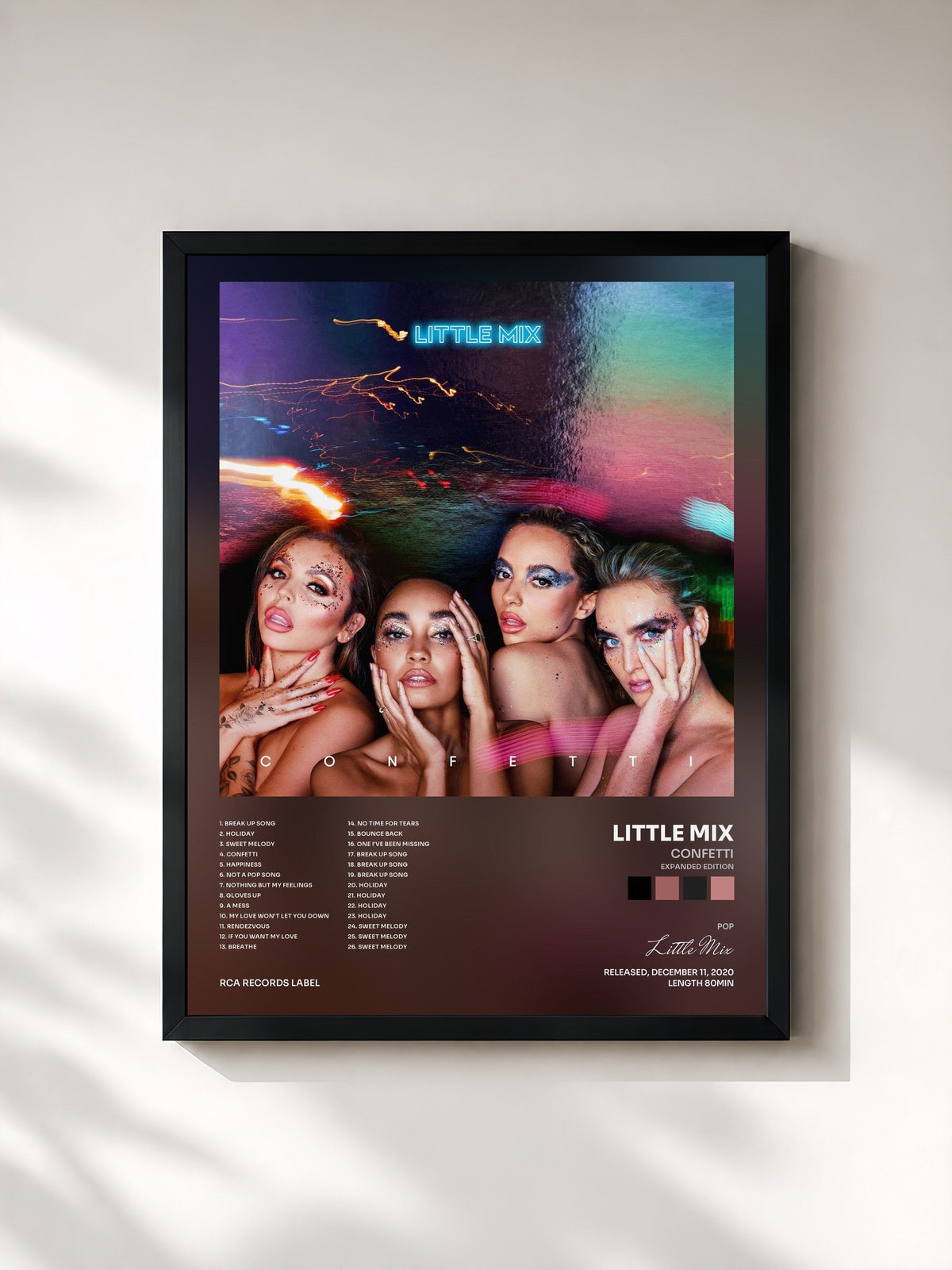 #noir Tableau de l'album Confetti (Expanded Edition) de Little Mix, cadre noir, imprimé et encadré en France