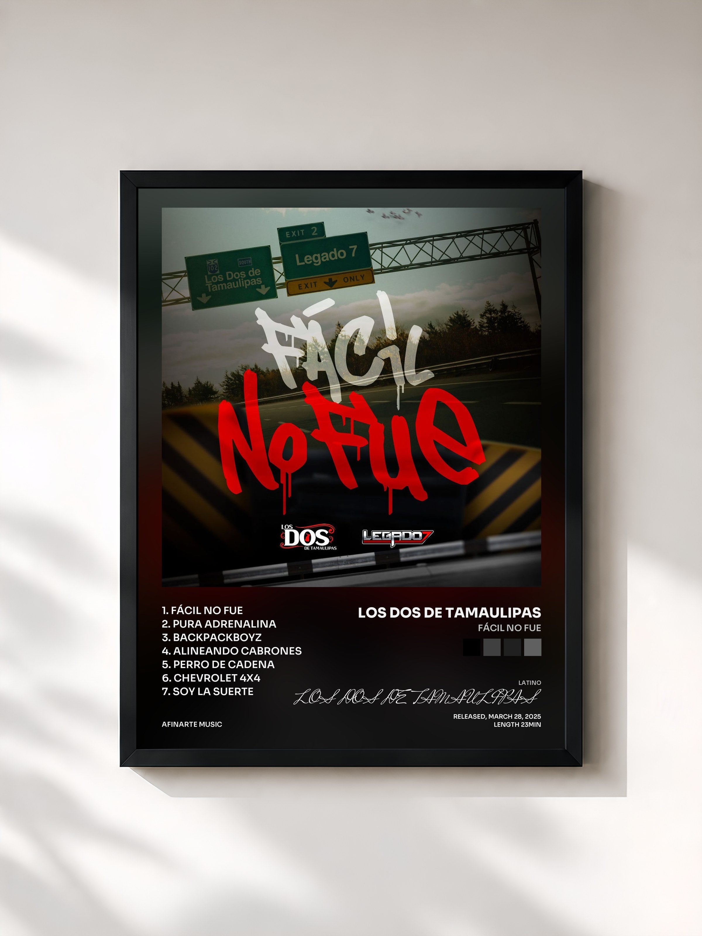 #noir Tableau de l'album Fácil no Fue de LOS DOS DE TAMAULIPAS, cadre noir, imprimé et encadré en France