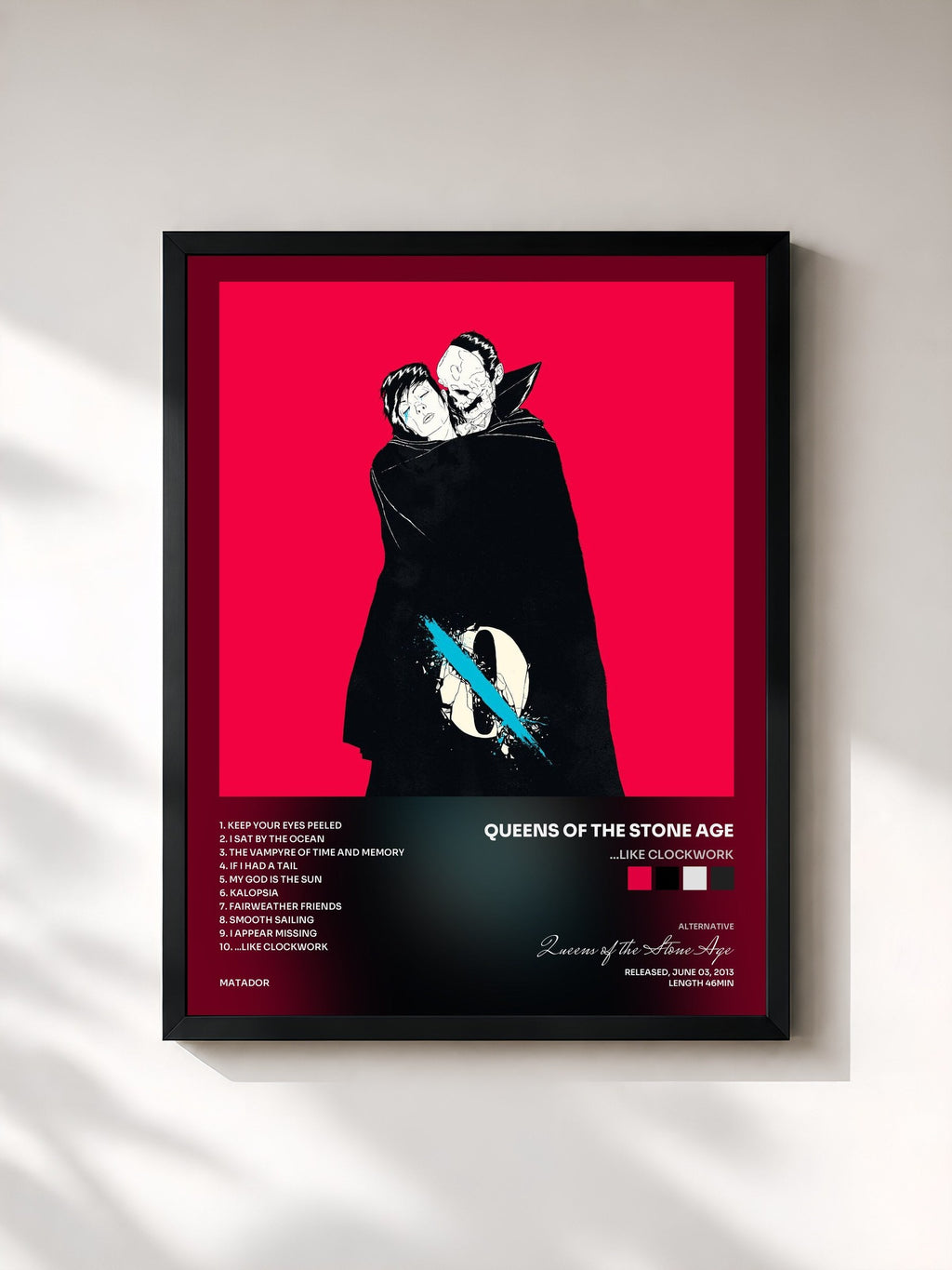 #noir ...Like Clockwork by Queens of the Stone Age as a framed art print, black frame, printed and framed in France