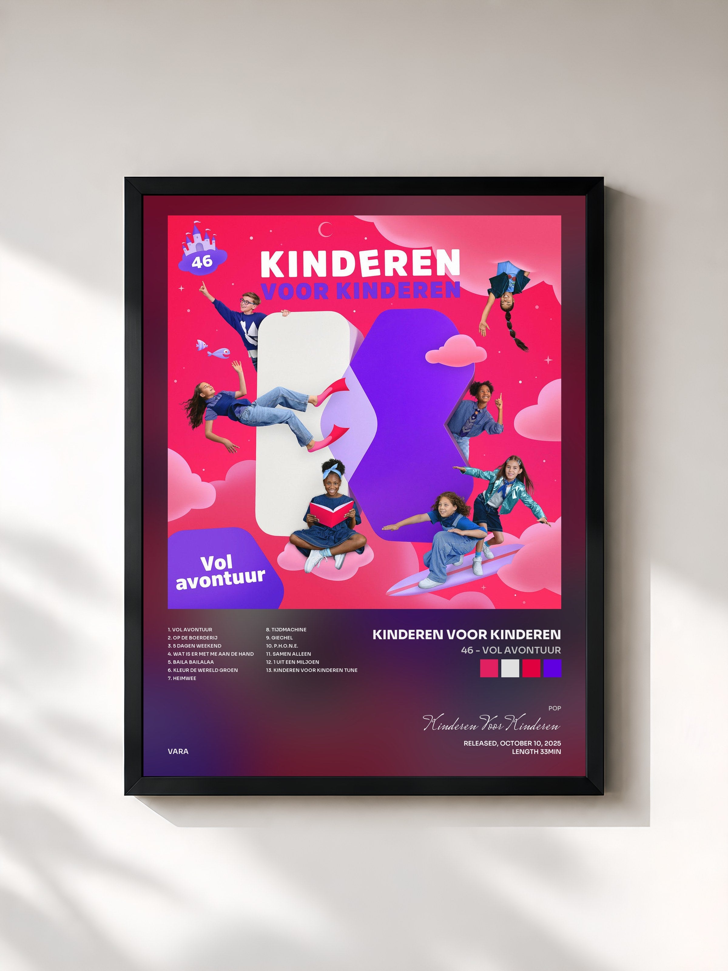 #noir Tableau de l'album 46 - Vol avontuur de Kinderen Voor Kinderen, cadre noir, imprimé et encadré en France