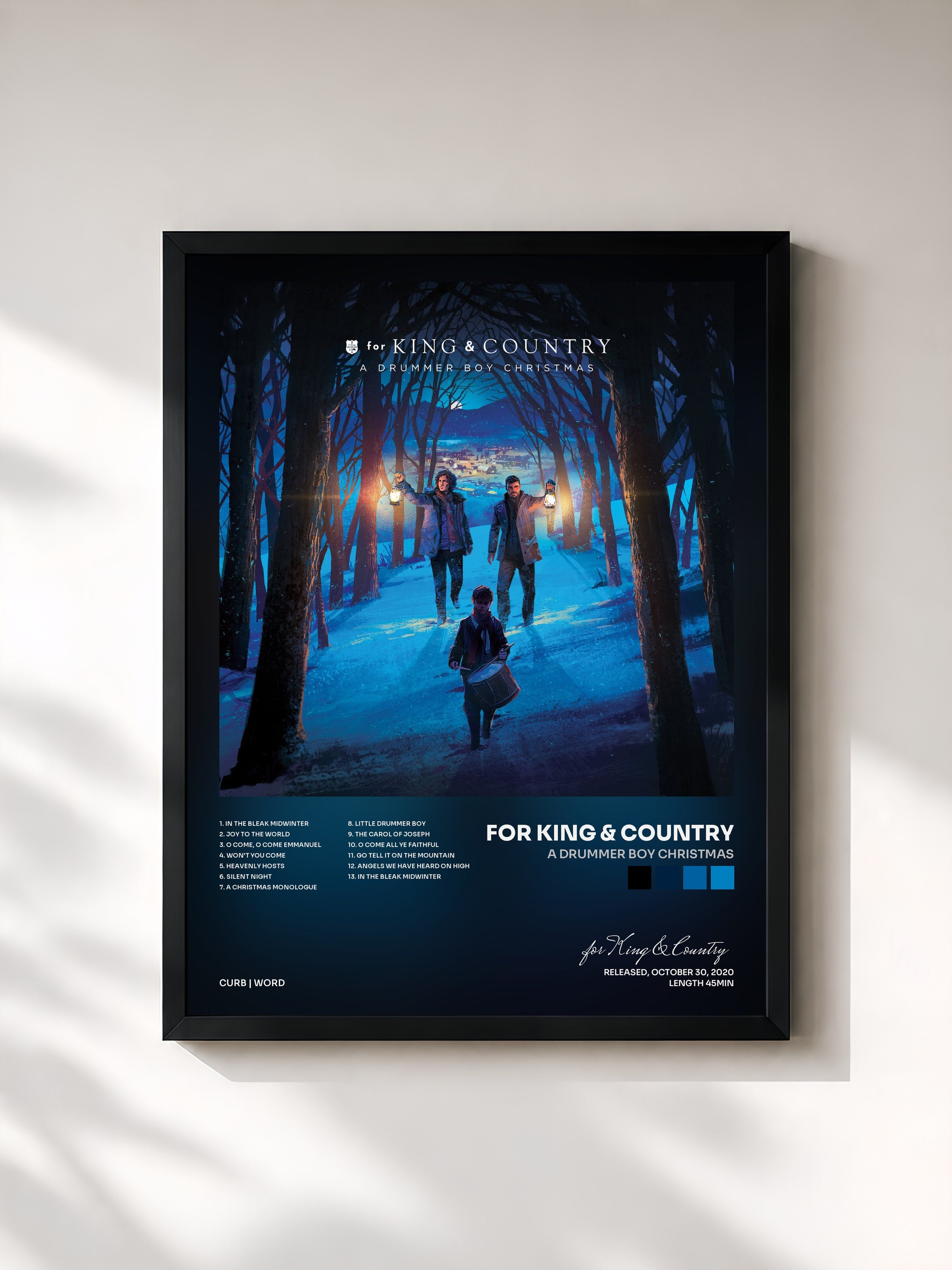 #noir Tableau de l'album A Drummer Boy Christmas de for King & Country, cadre noir, imprimé et encadré en France