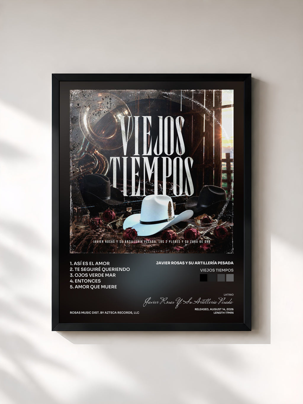 #noir Viejos Tiempos di Javier Rosas Y Su Artillería Pesada in stampa incorniciata, cornice nera, stampata e incorniciata in Francia