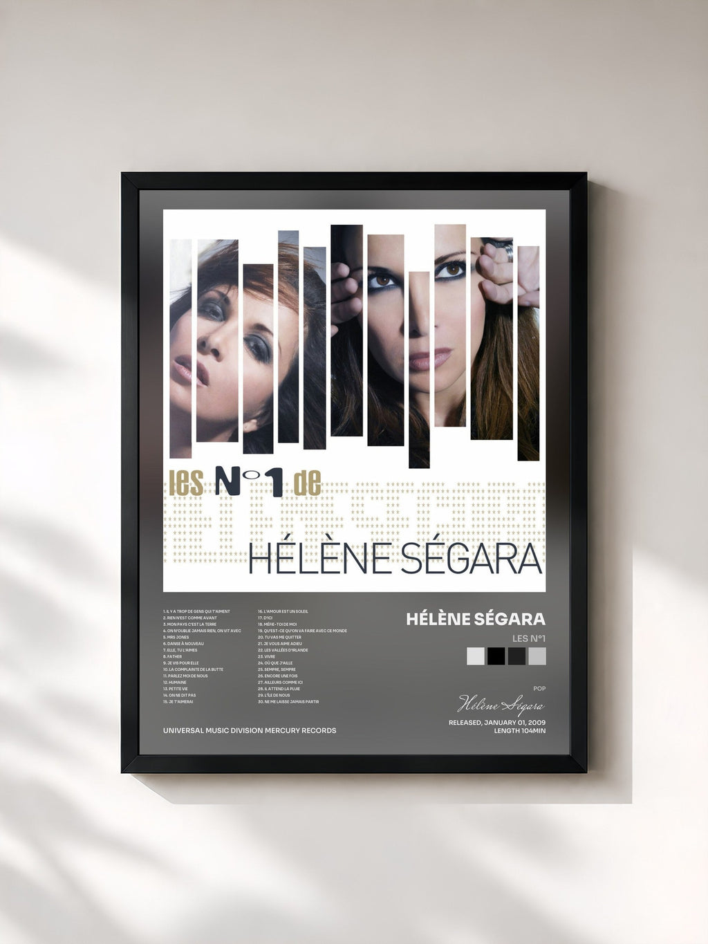 #noir Les N°1 de Hélène Ségara en lámina enmarcada, marco negro, impresa y enmarcada en Francia