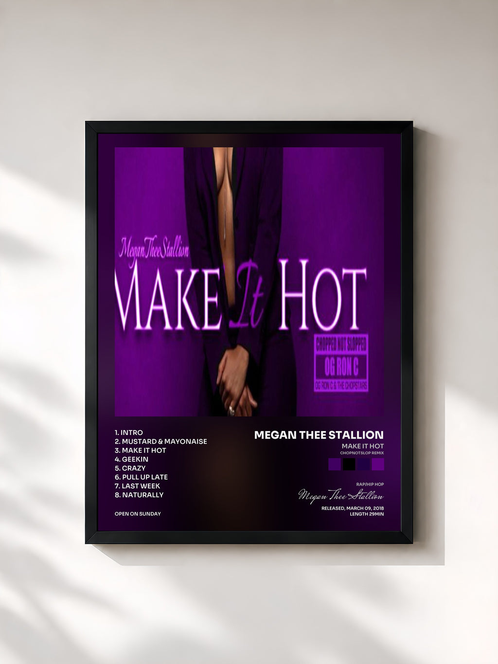 #noir Make It Hot (ChopNotSlop Remix) di Megan Thee Stallion in stampa incorniciata, cornice nera, stampata e incorniciata in Francia
