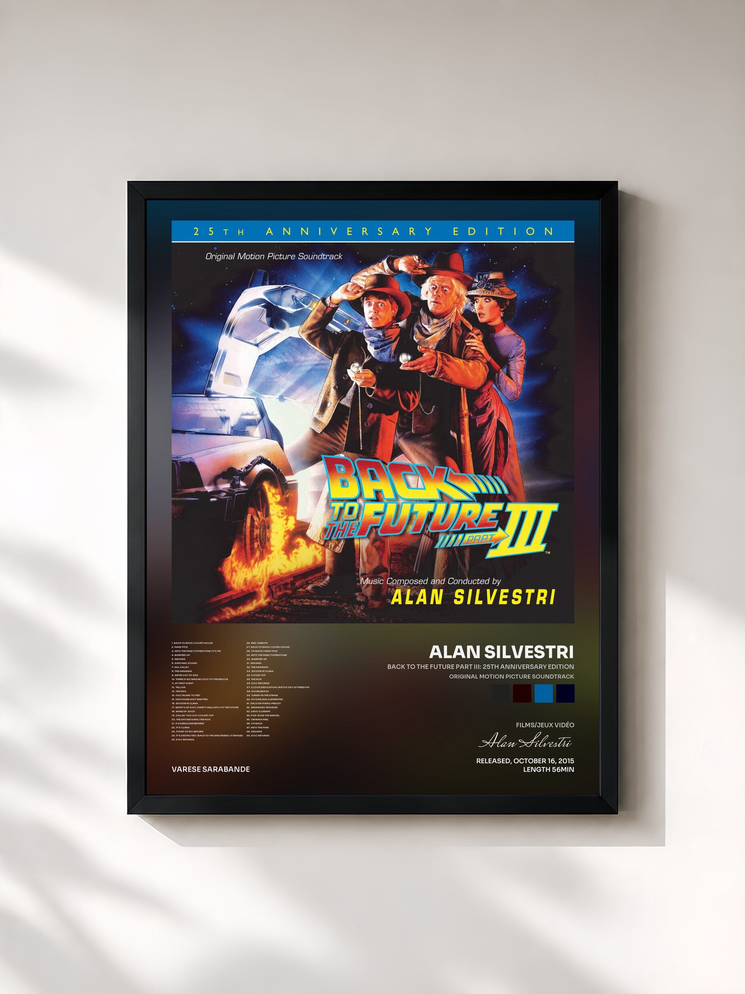 #noir Tableau de l'album Back To The Future Part III: 25th Anniversary Edition (Original Motion Picture Soundtrack) de Alan Silvestri, cadre noir, imprimé et encadré en France