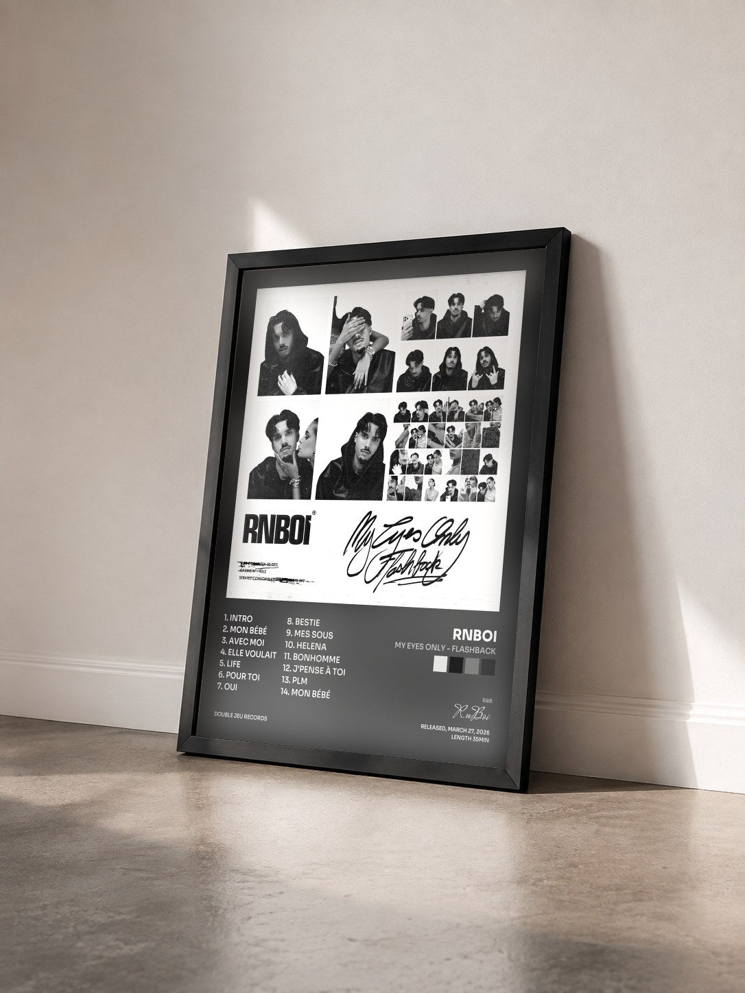 #noir Tableau de l'album My Eyes Only - Flashback de RnBoi vu de trois quarts, cadre noir