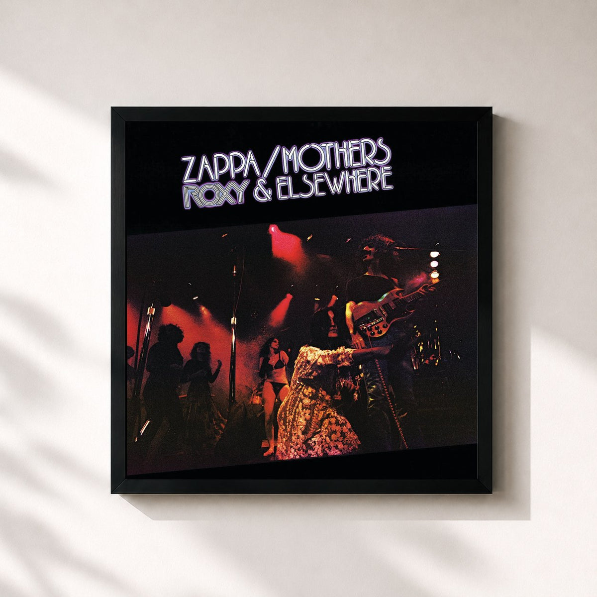 #noir Tableau carré de l'album Roxy & Elsewhere de Frank Zappa, cadre noir 32x32 cm