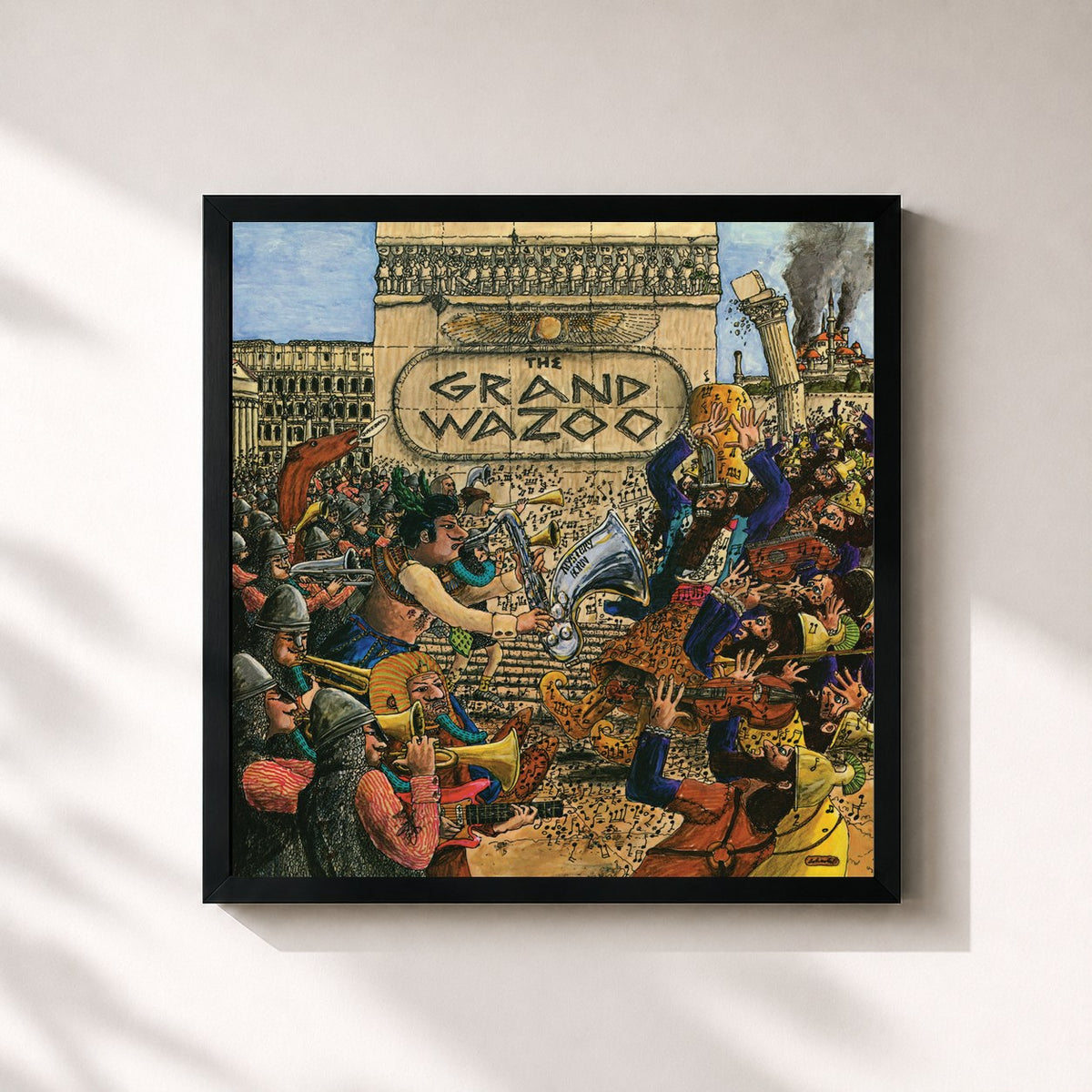 #noir Tableau carré de l'album The Grand Wazoo de Frank Zappa, cadre noir 32x32 cm