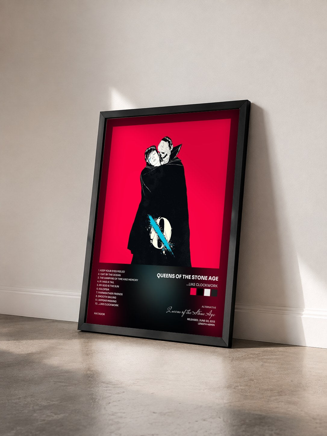 #noir Tableau de l'album ...Like Clockwork de Queens of the Stone Age vu de trois quarts, cadre noir