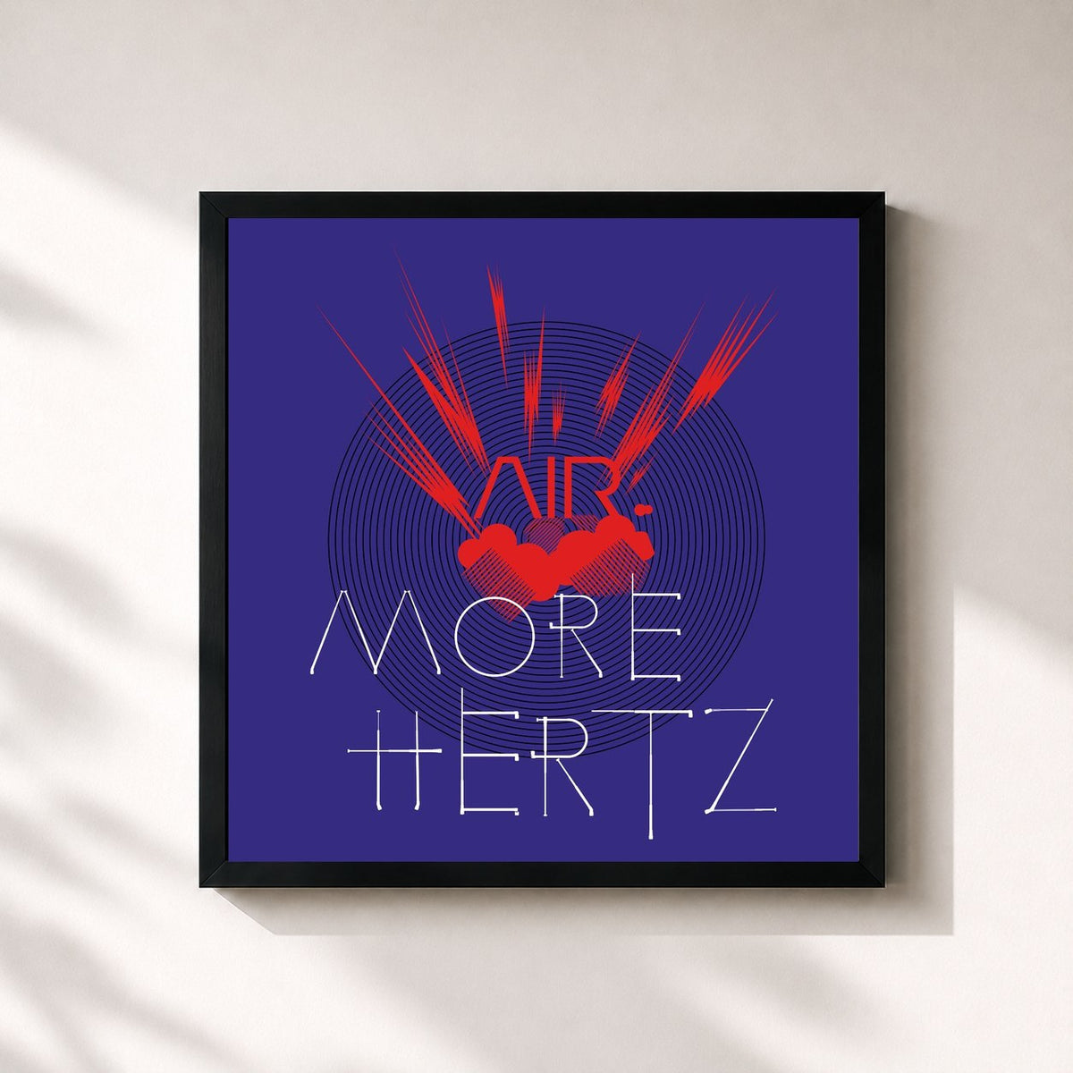#noir Tableau carré de l'album More Hertz de Air, cadre noir 32x32 cm