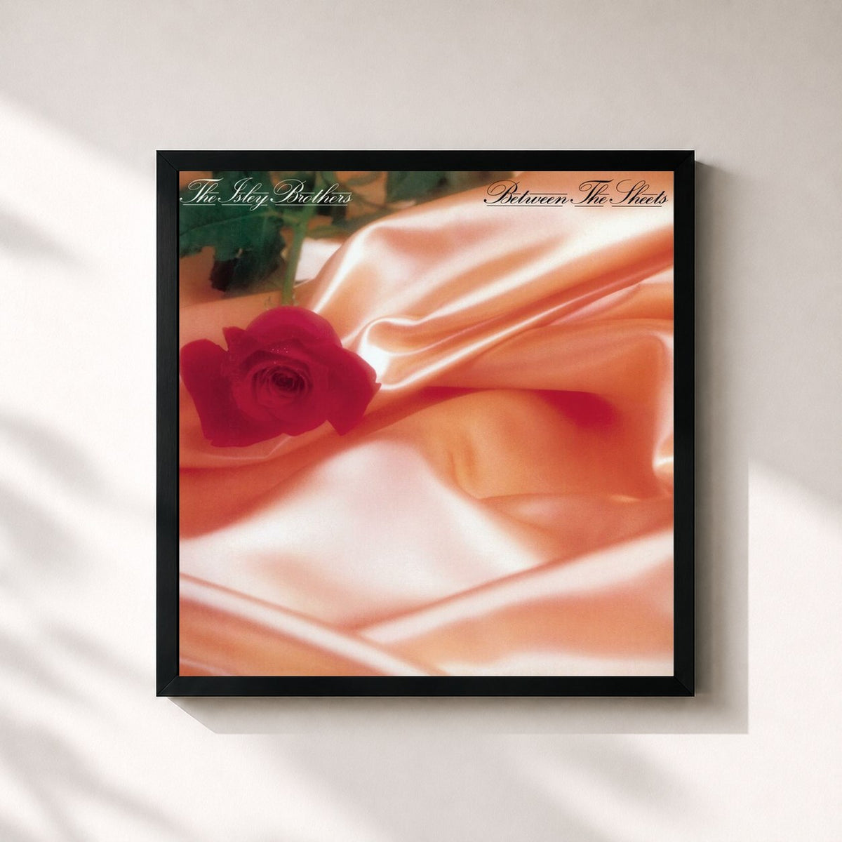 #noir Tableau carré de l'album Between the Sheets de The Isley Brothers, cadre noir 32x32 cm