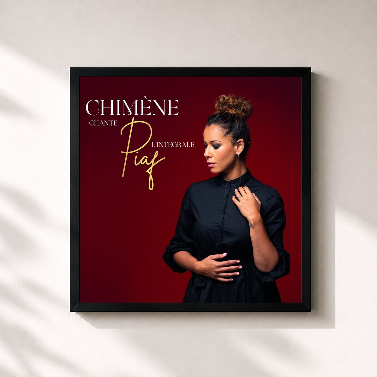#noir Tableau carré de l'album Chimène chante Piaf : L'intégrale de Chimène Badi, cadre noir 32x32 cm