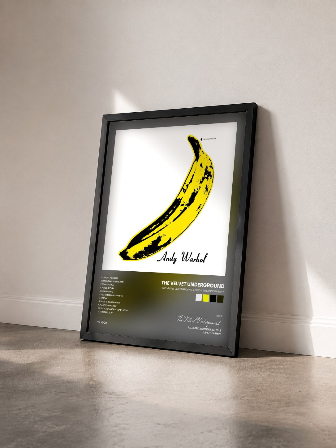 #noir The Velvet Underground & Nico 45th Anniversary de The Velvet Underground en lámina enmarcada vista de tres cuartos, marco negro