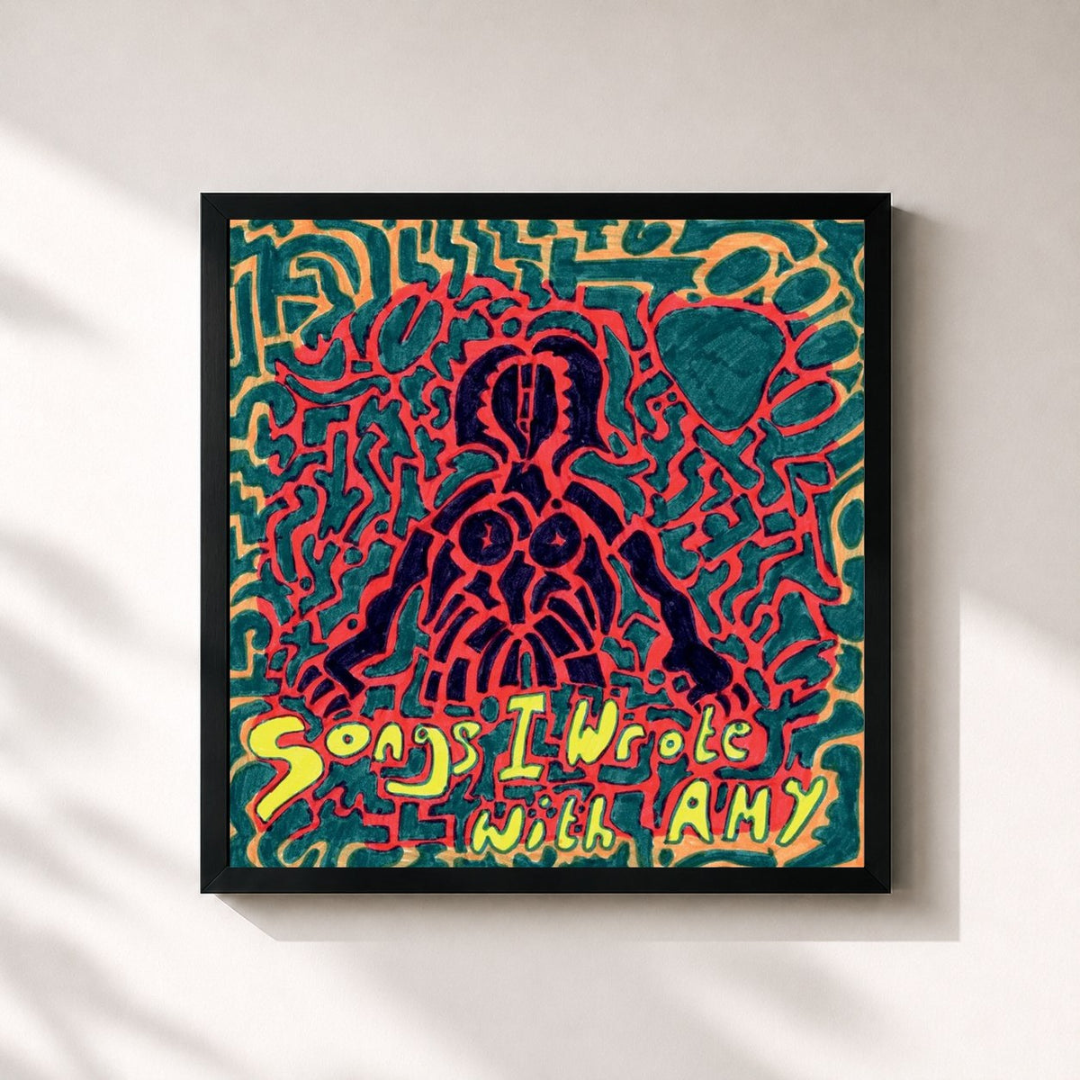 #noir Tableau carré de l'album Songs I Wrote With Amy de Ed Sheeran, cadre noir 32x32 cm
